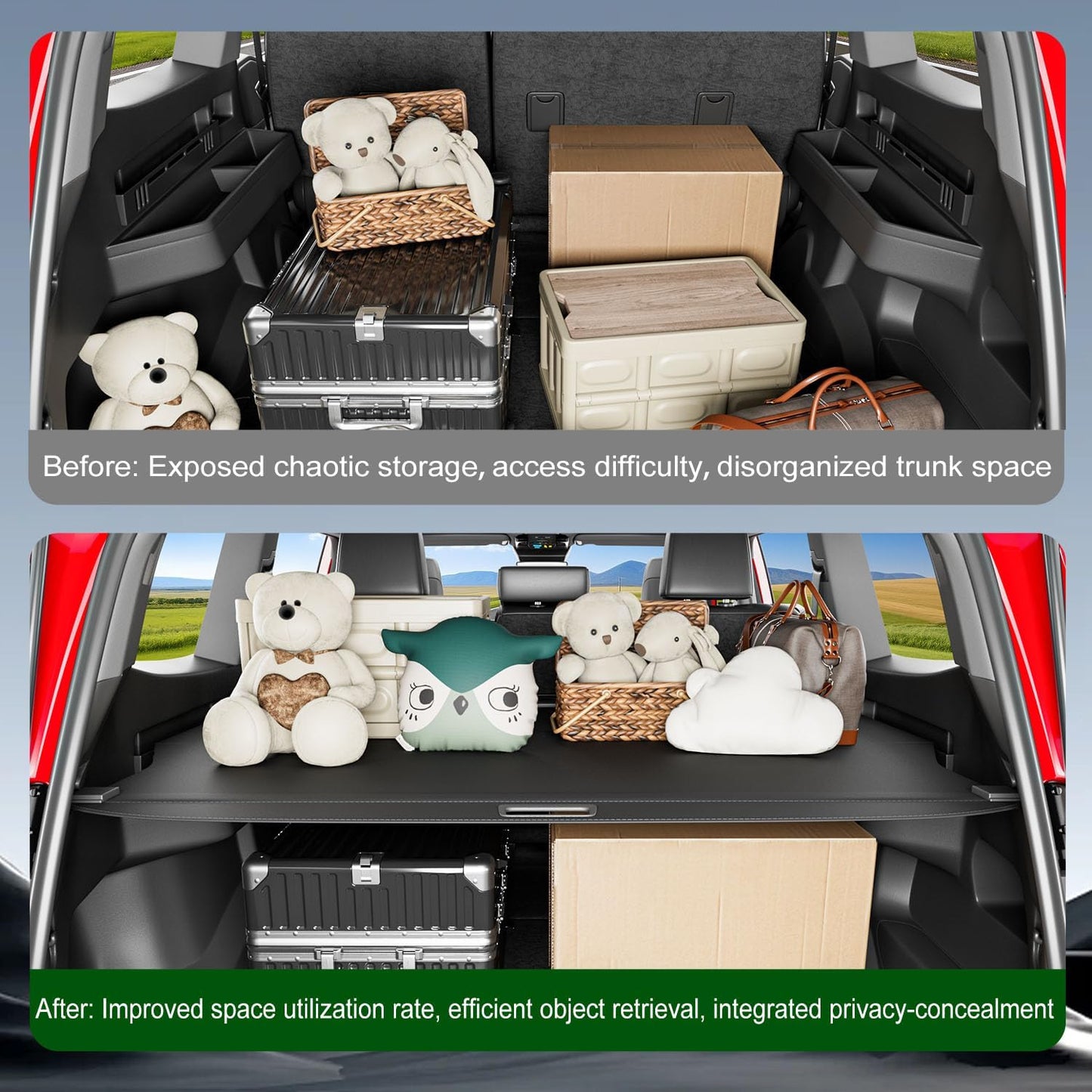 Cargo Cover Compatible with 2025 Toyota 4Runner Retractable Trunk Cover Security Shield Shade Replacement for 2025 Toyota 4Runner Accessories