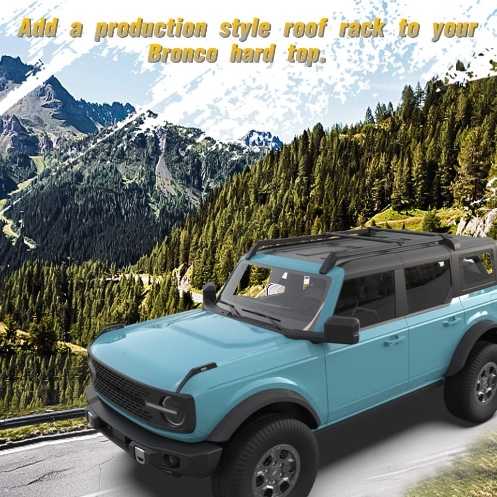 4PCS Roof Rack Rails Cross Bars Kit Fit for Ford Bronco Hard TOP 2Door & 4Door 2021 2022 2023 - OMOTOR