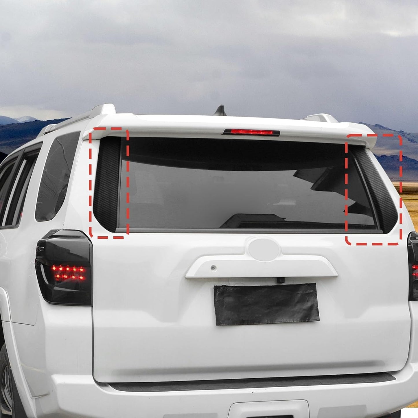 Tailgate Door Window Moldings Trim Rear Window Spoiler Side Wing Protector Covers Exterior Accessories Fit for Toyota 4 Runner 2010-2023 (Carbon Fiber Grain)