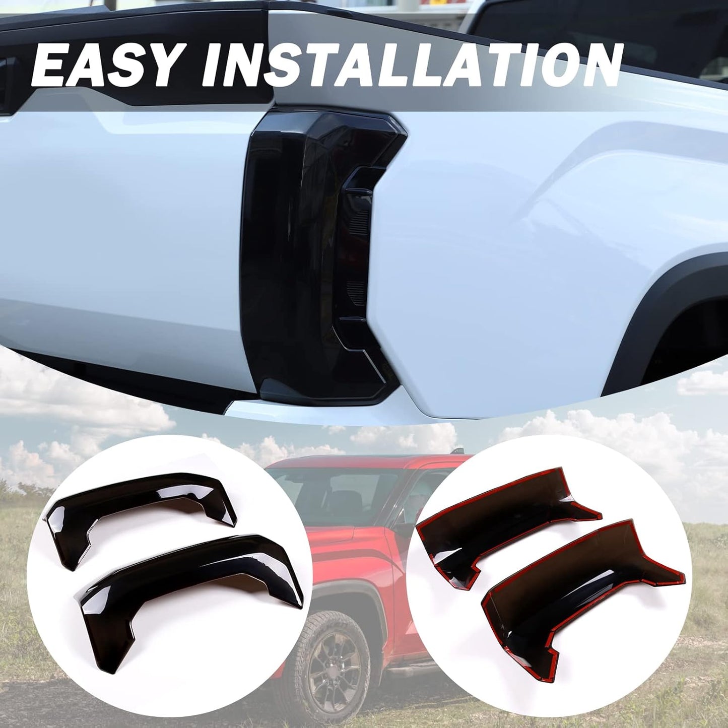 LLKUANG Rear Tail Light Cover Tail Lamp Shell Shade Guard Trim Frame Compatible with Toyota Tundra 2022 2023 2024 2025,ABS Car Taillight Protective Shell Bezels Smoke Black Taillight Shell Accessories