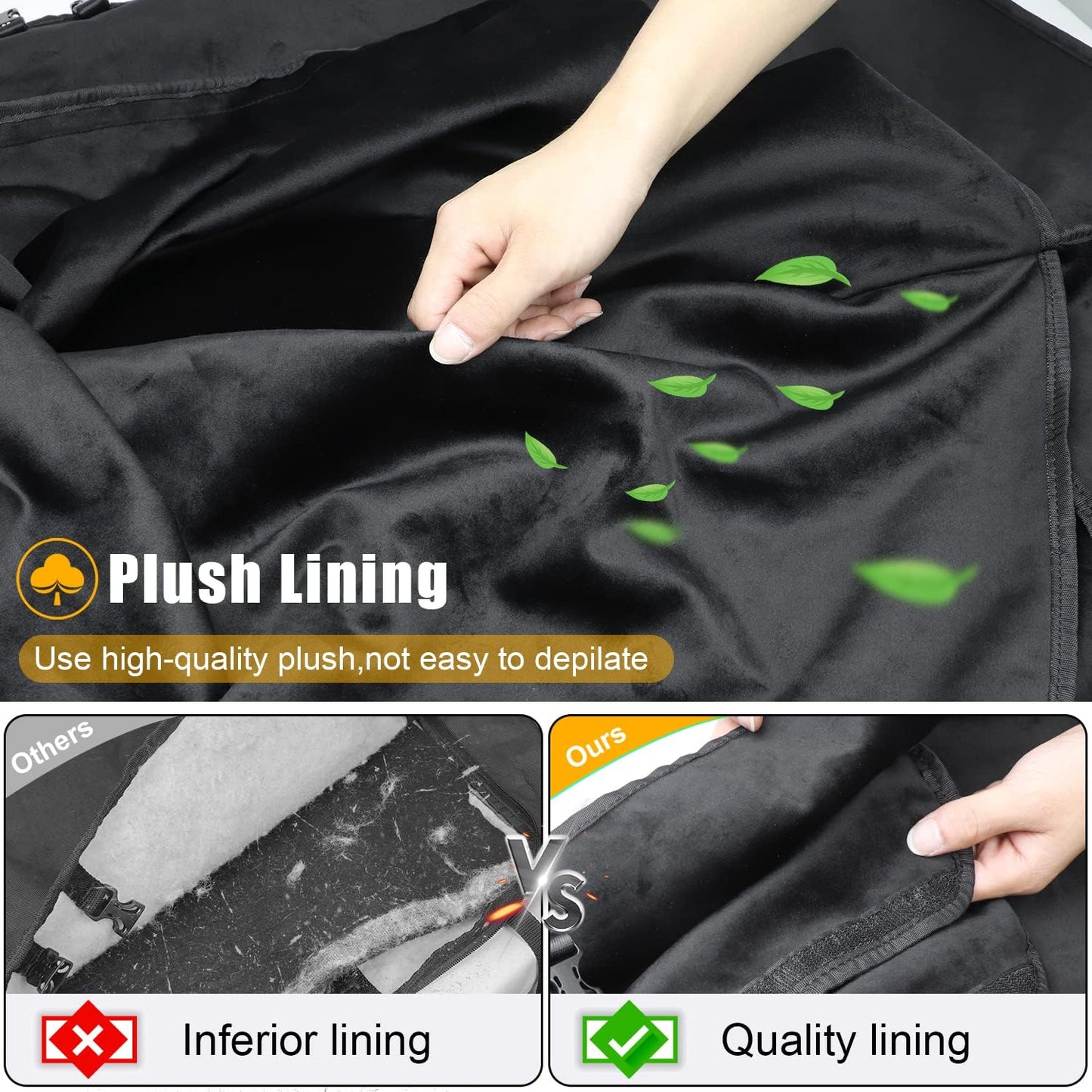 Soft Top Window Organizer Storage Bag Protection Compatible With For Ford Bronco 2021 2022 2023 4 Door Plush Multi-Layer Soft-Top Window Protection Bag(Black - OMOTOR