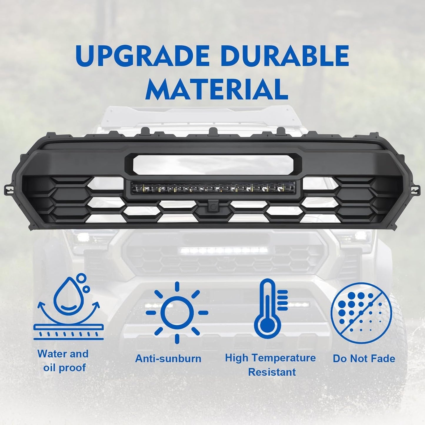 2024 Tacoma Grill Front Hollow Grill Compatible with 2024 2025 Tacoma, tacoma 2024 2025 Matte Black ABS grille, tacoma grill with LED Light