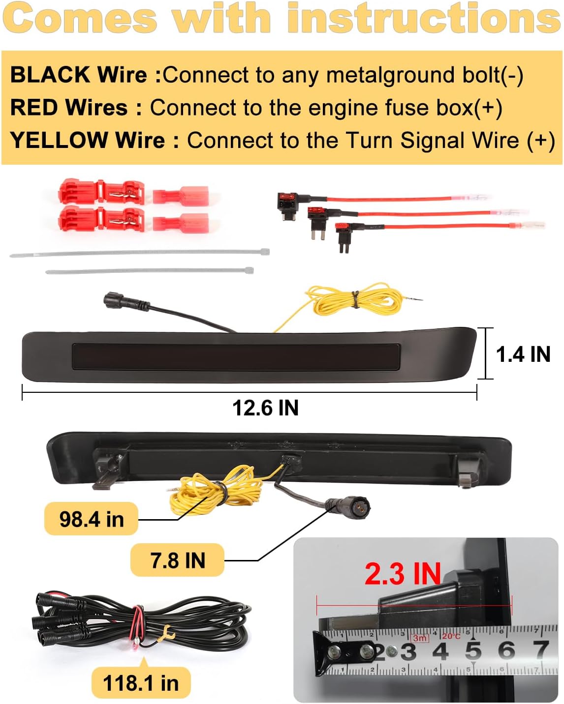 LED Grille Light Bars for 2019-2024 Dodge Ram 1500 Laramie OEM Grill Lights with Sequential DRL and Turn Signals (Style Without Stars)
