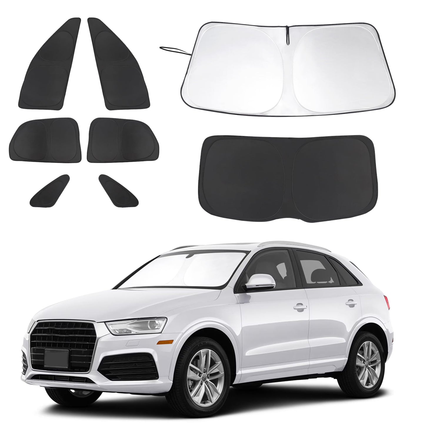5PCS Windshield Sun Shade Custom Fit for 2021-2024 2025 Ford Bronco Accessories(Not for Bronco Sport) Foldable Sunshade Side Rear Window Shade Cover Full Set Privacy Protection