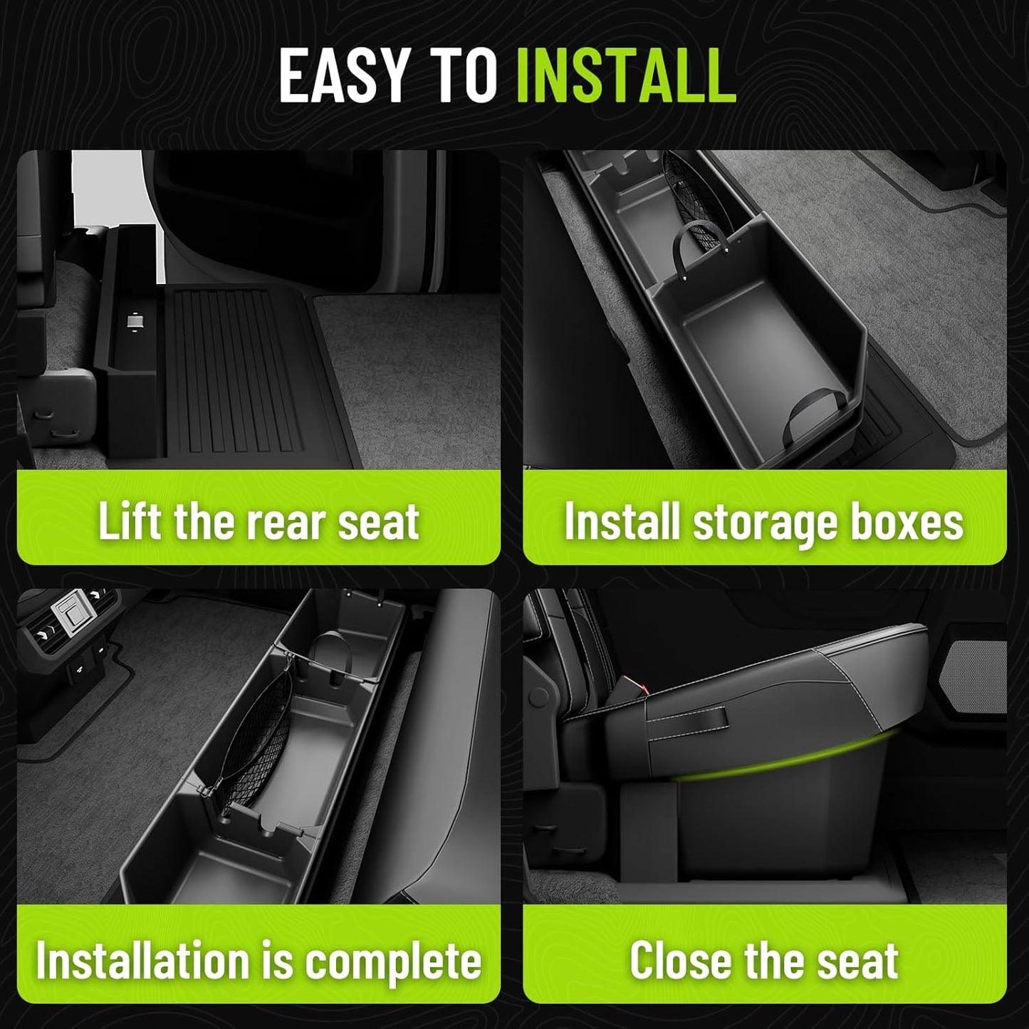 POPSTORE Underseat Storage Box Upgraded Rear Under Seat Organizer Cargo Box Compatible with 2015-2025 Ford F150 SuperCrew & Crew Cab