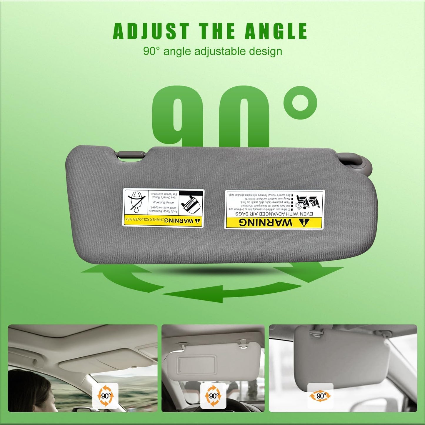 Left Driver Side Sun Visor for Honda CRV 2017 2018 2019 2020 2021 2022 Replace 83280-TLY-H11ZB with Vanity Light/with Makeup Mirror (Grey) - OMOTOR