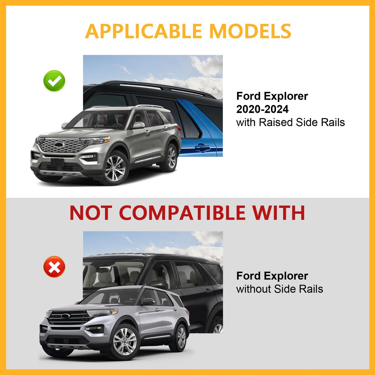 220lbs Roof Rack Cross Bars Compatible with Ford Explorer 2020-2024, Heavy Duty Aluminum Anti-Theft Lockable Metal Lock Roof Rails Crossbars Rooftop Cargo Bars Luggage Racks Carrier - OMOTOR