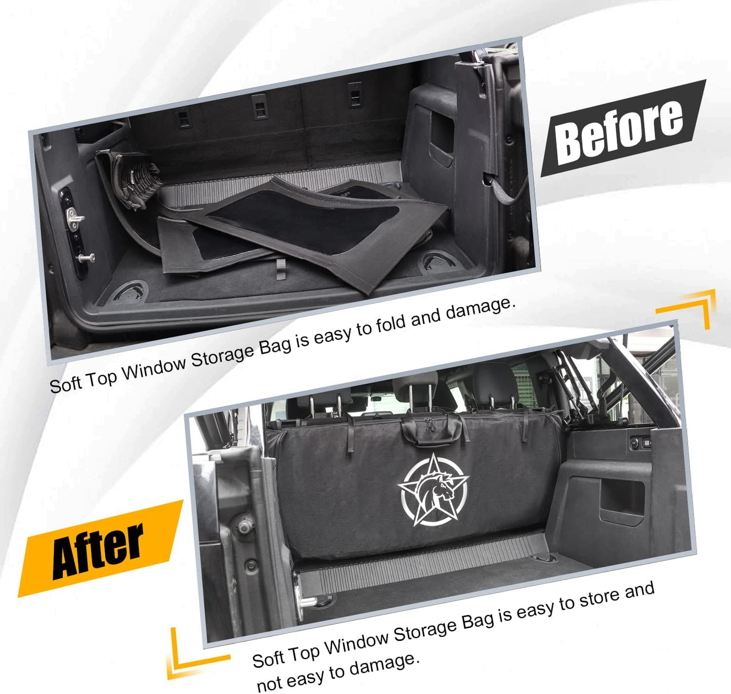 Soft Top Window Organizer Storage Bag Protection Compatible With For Ford Bronco 2021 2022 2023 4 Door Plush Multi-Layer Soft-Top Window Protection Bag(Black - OMOTOR