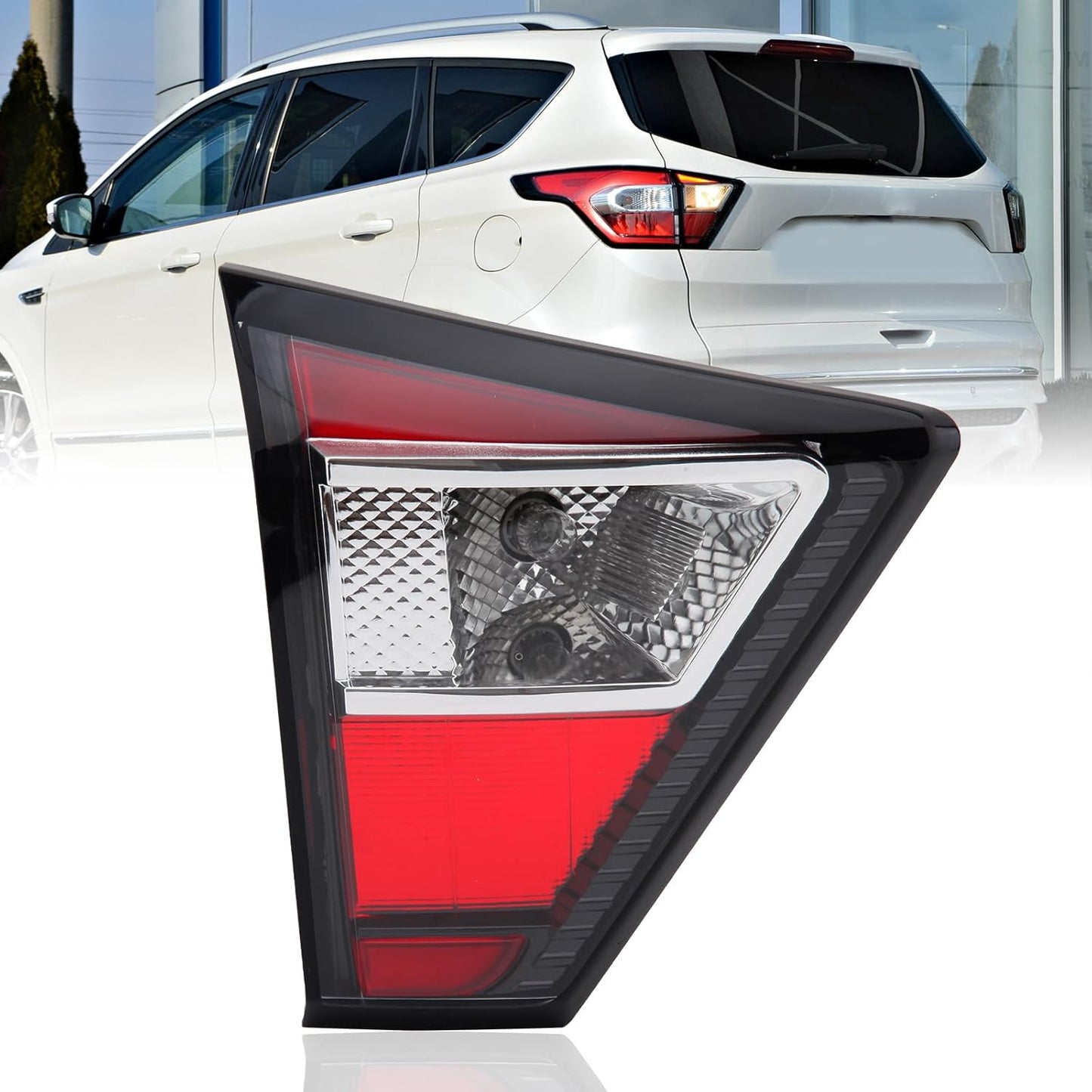 Left/Right Side Inner & Outer Tail Light Assembly for Ford Escape Kuga 2017-2019, Rear Brake Lamp with Bulb, Stop & Indicator Light - OMOTOR