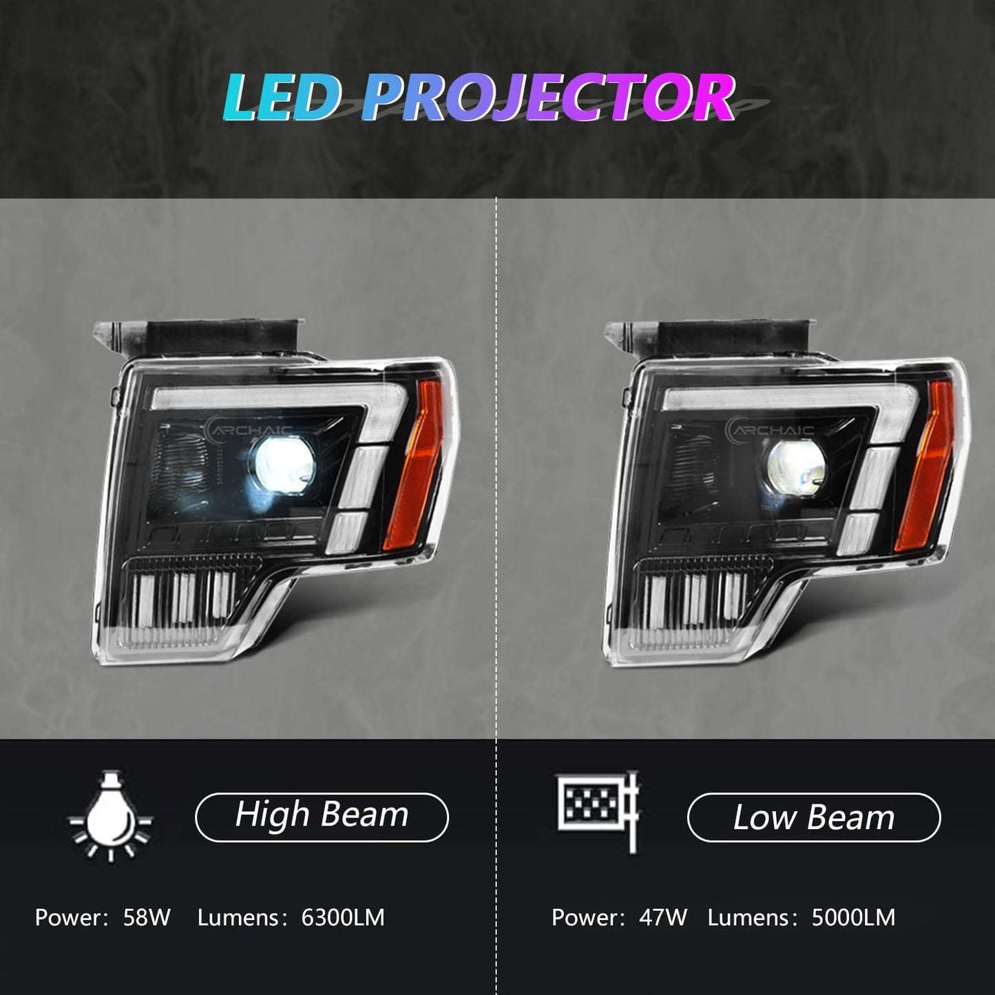 LED Headlights Compatible with 2009-2014 Ford F150 FX2/FX4/King Ranch/Lariat/Limited/Platinum/STX/SVT Raptor/XL/XLT/Lariat Limited