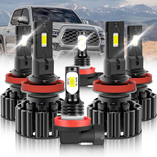 Fit For Toyota Tacoma (2016-2022) LED Headlight Bulbs, H9 High Beam+H11 Low Beam+H8/H11/H16, 20000LM 6500K, Pack of 6