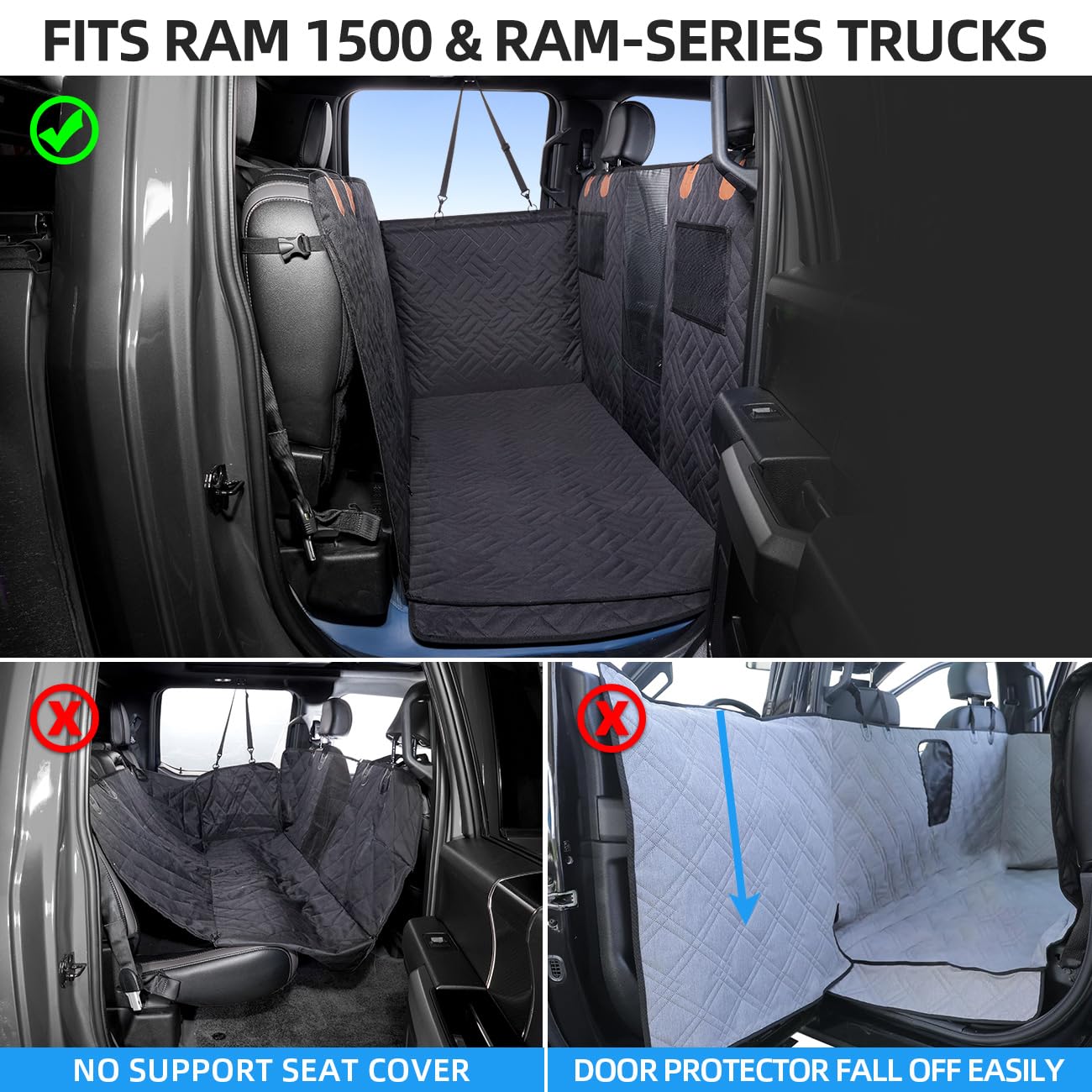 Dog Car Seat Cover for Back Seat,Dog Hammock for Truck,Back Seat Pet Cover,Back Seat Extender for Dogs,for Truck F150 /RAM 1500/Silverado/GMC/Tundra - OMOTOR