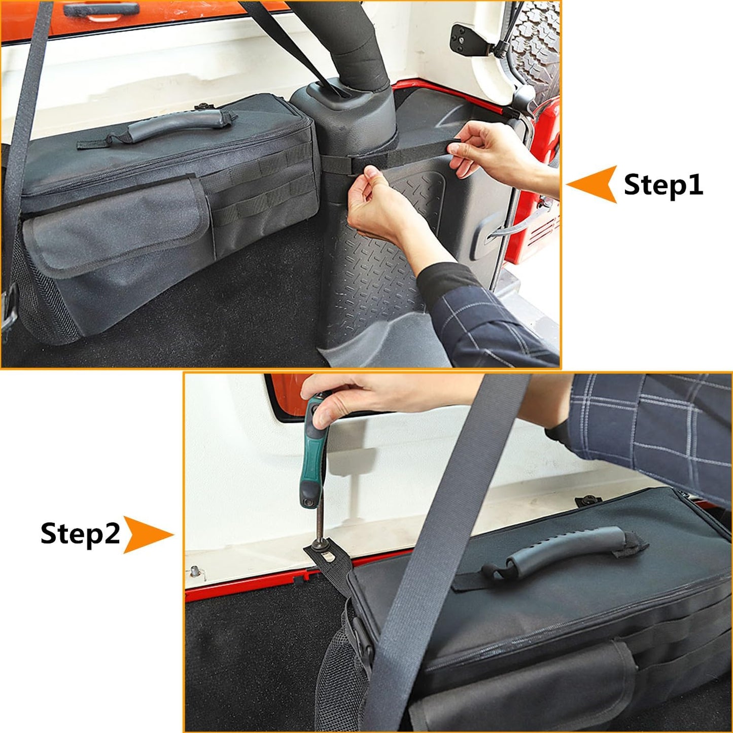 YOCTM Wheel Well Storage Bin, Rear Trunk Organizer, Cargo Storage Tray for 2018-2024 Jeep Wrangler JL JLU 4-Door, Interior Storage Expansion Accessories, Right Left Side, Black