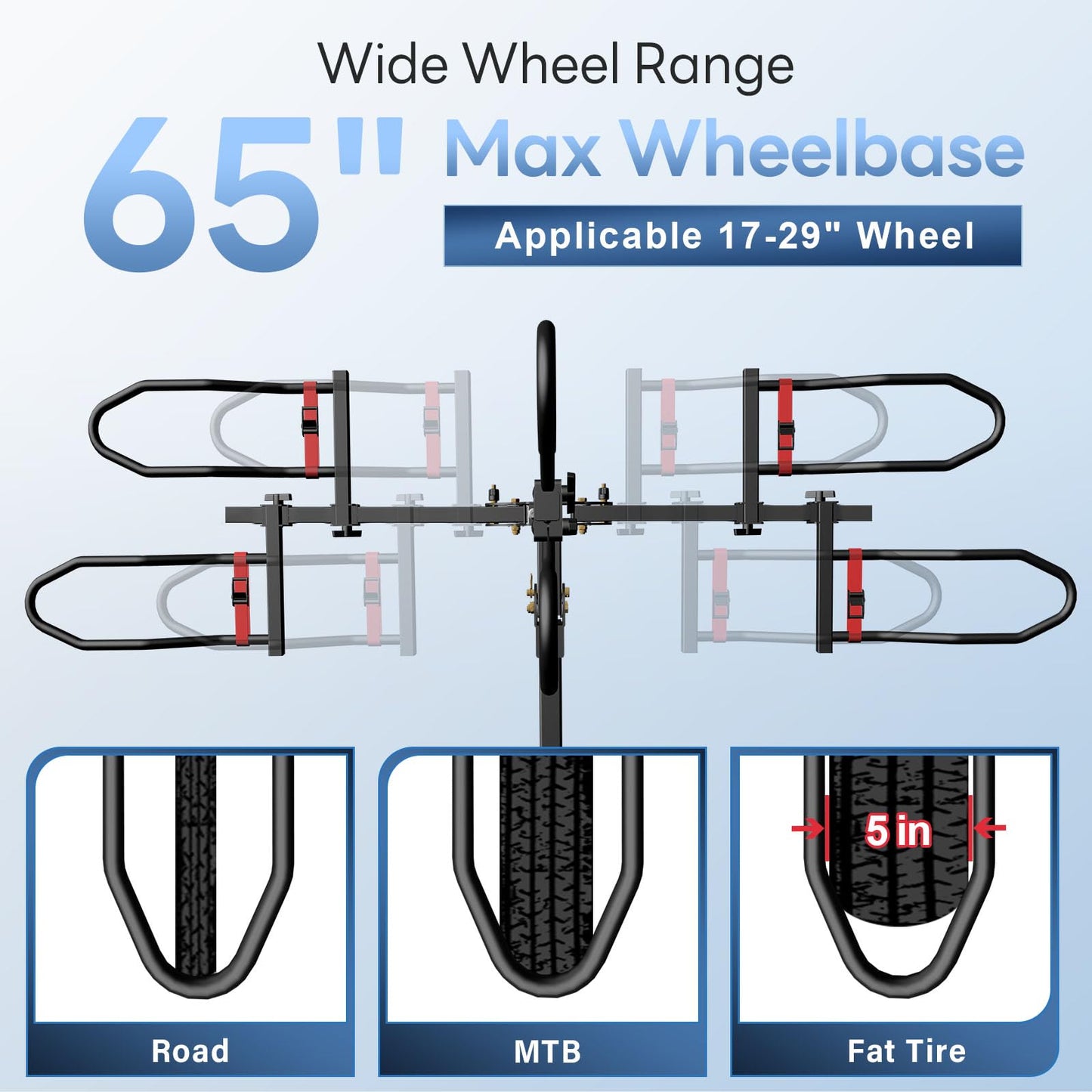 Heavy-Duty Tilting 2-Bike Hitch Rack with Fat Tire Compatibility