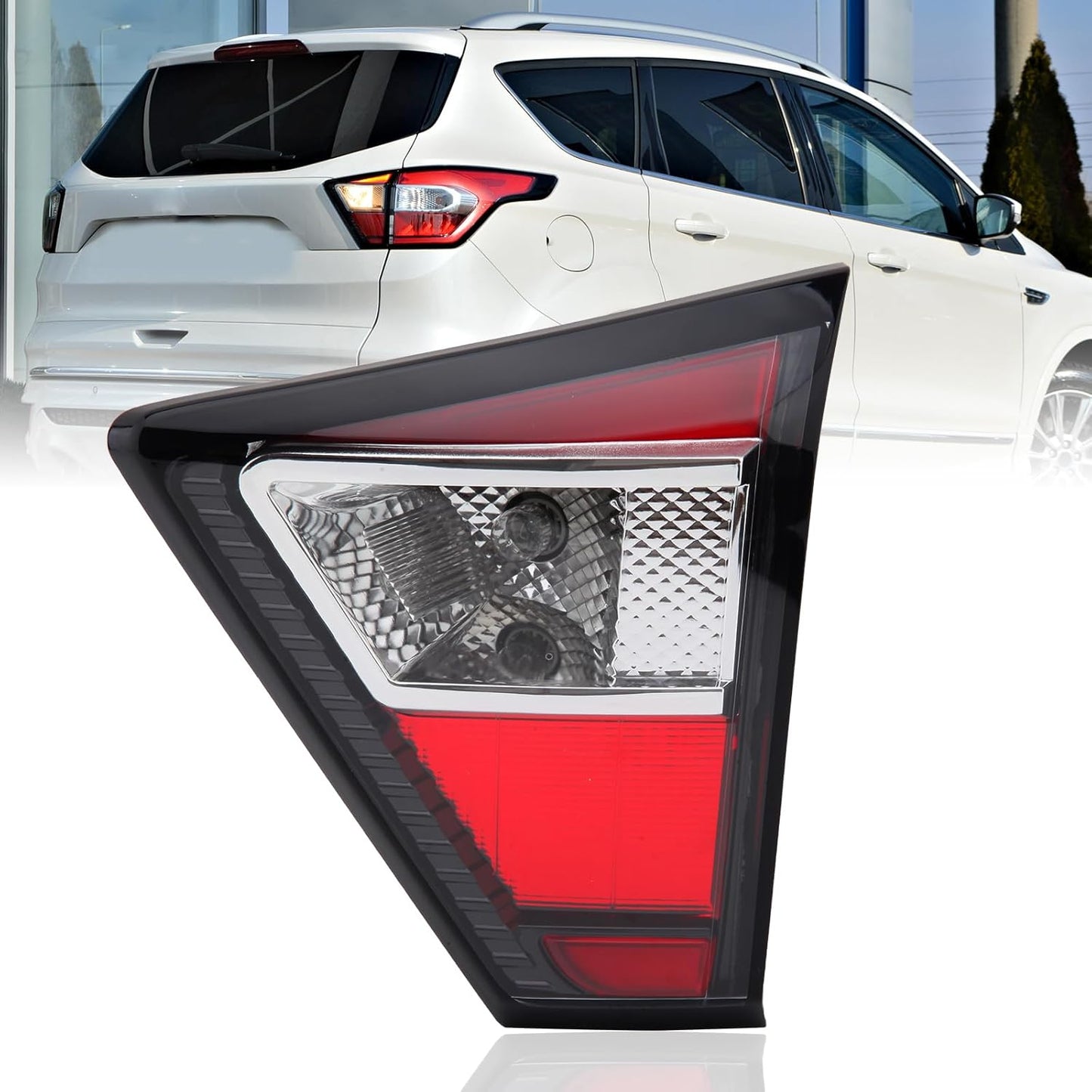 Left/Right Side Inner & Outer Tail Light Assembly for Ford Escape Kuga 2017-2019, Rear Brake Lamp with Bulb, Stop & Indicator Light - OMOTOR