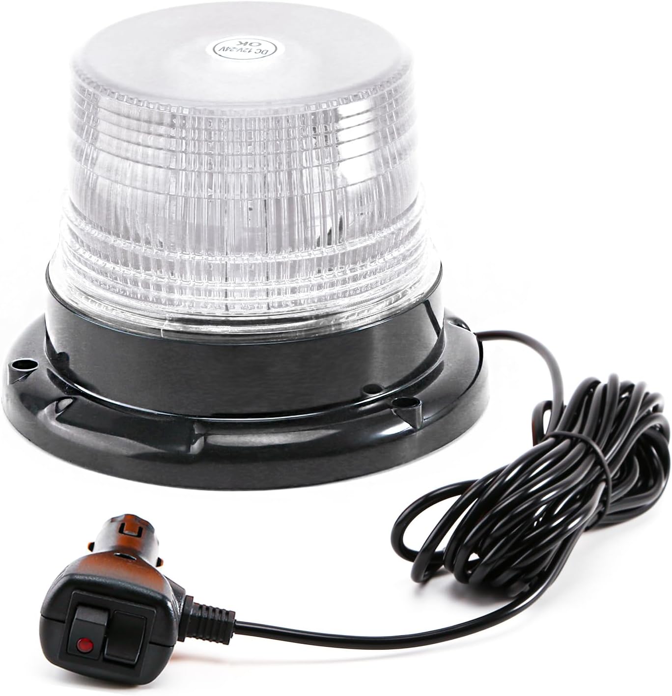 Amber LED Beacon Strobe Light, 12-24V Emergency Warning Light Bar with Magnetic Base, 7 Flash Modes , Base for Snow Plow Truck Construction Vehicles Forklift Tractor Golf Carts - OMOTOR