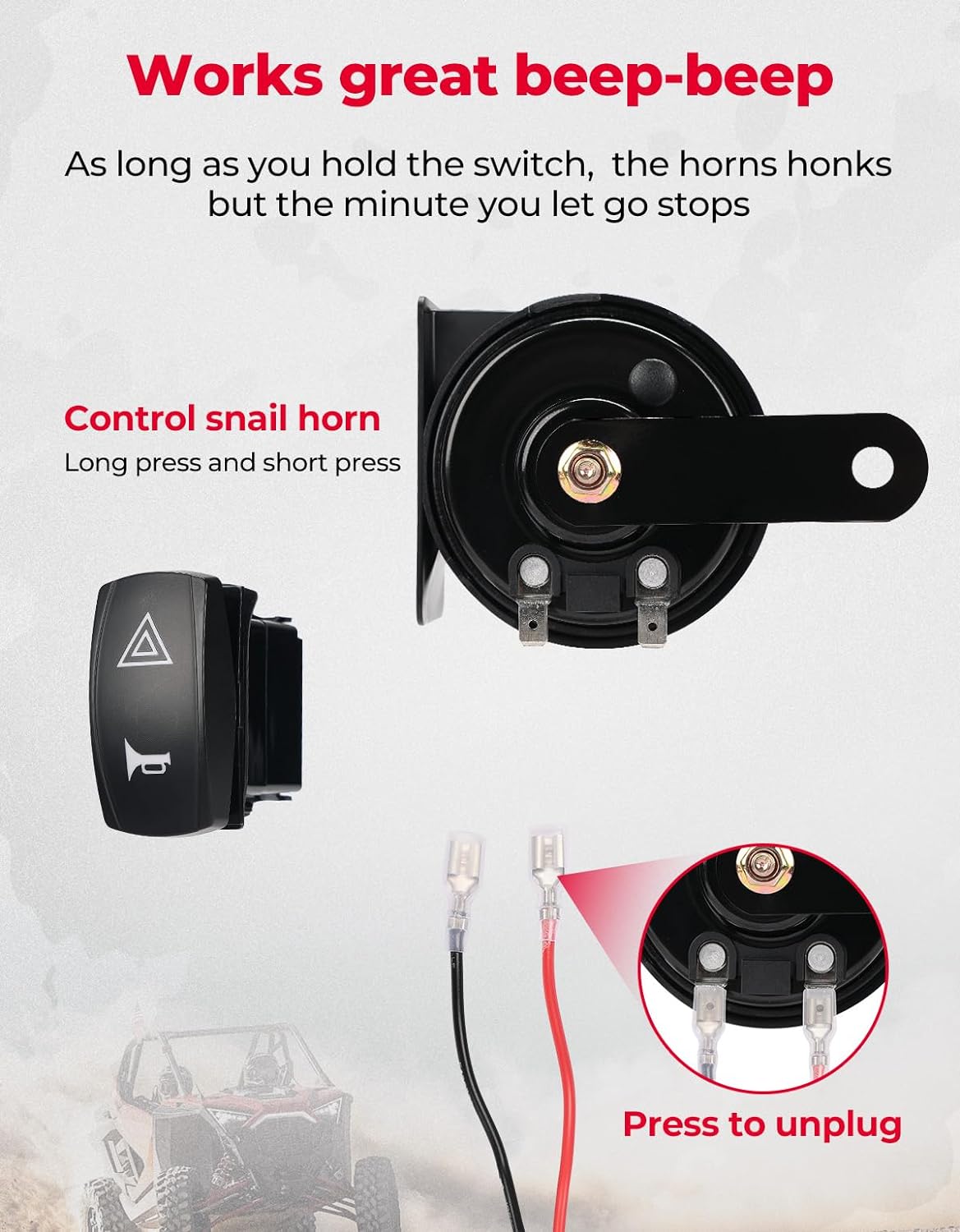 KEMIMOTO UTV Turn Signal Kit with Horn, Pre-Wired, Plug and Play UTV ATV Blinker with Rocker Switch, Hazard Light, Universal Street Legal Kit Compatible with Polaris, Can-Am, Kawasaki, CFMOTO