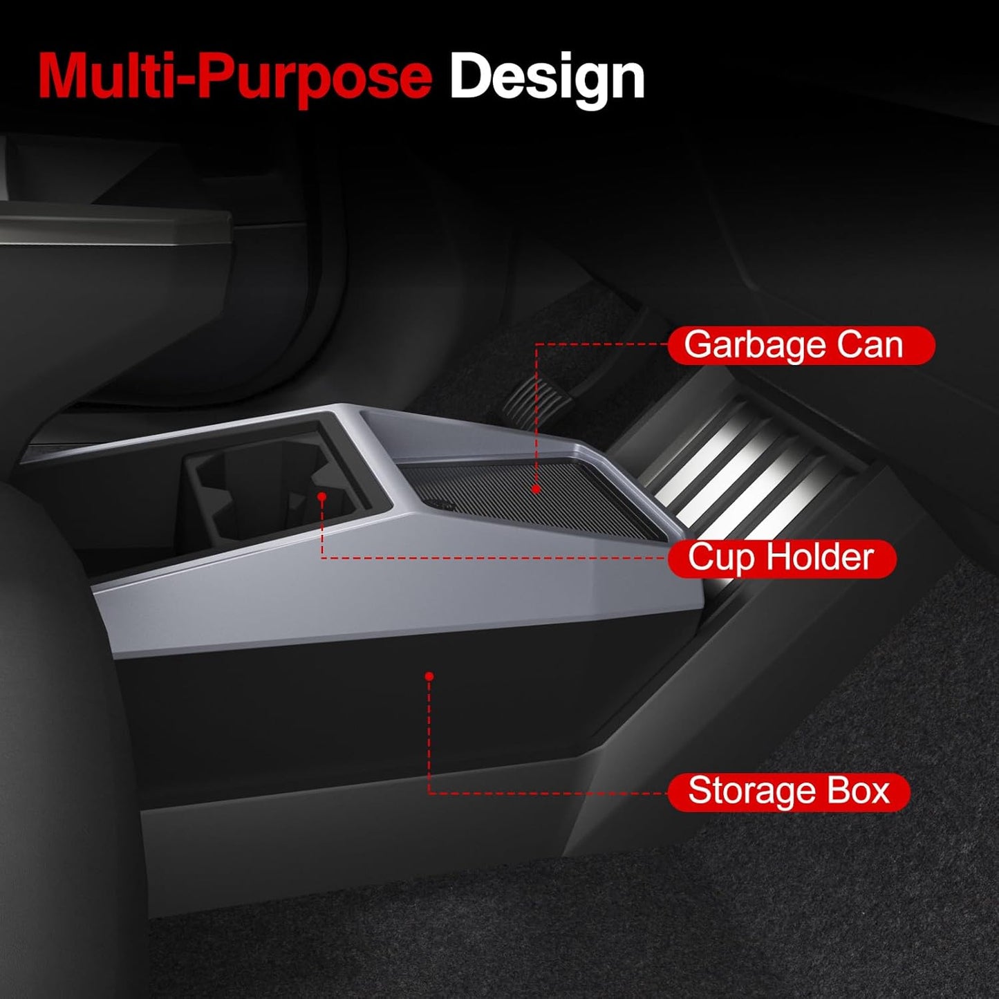 Floor Console Organizer Compatible with Tesla Cybertruck 2024, Multifunctional Storage Box for Cybertruck Accessories