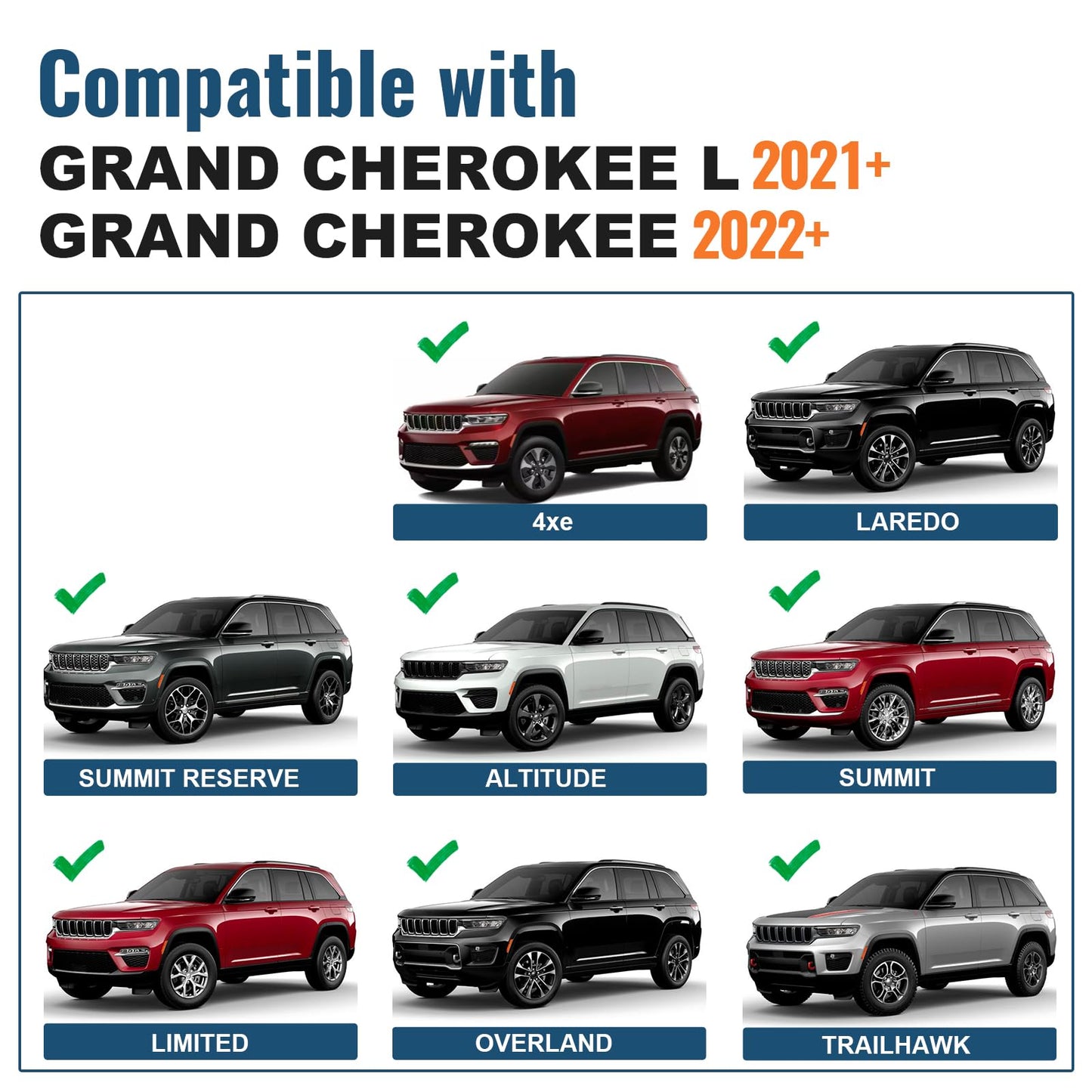 Roof Rack Cross Bars Compatible with Jeep Grand Cherokee L 2021-2024 and 2022 2023 2024 Grand Cherokee WL, Heavy Duty 220lb Aluminum Crossbar Racks Roof Rail Rooftop Luggage Canoe Carrier - OMOTOR
