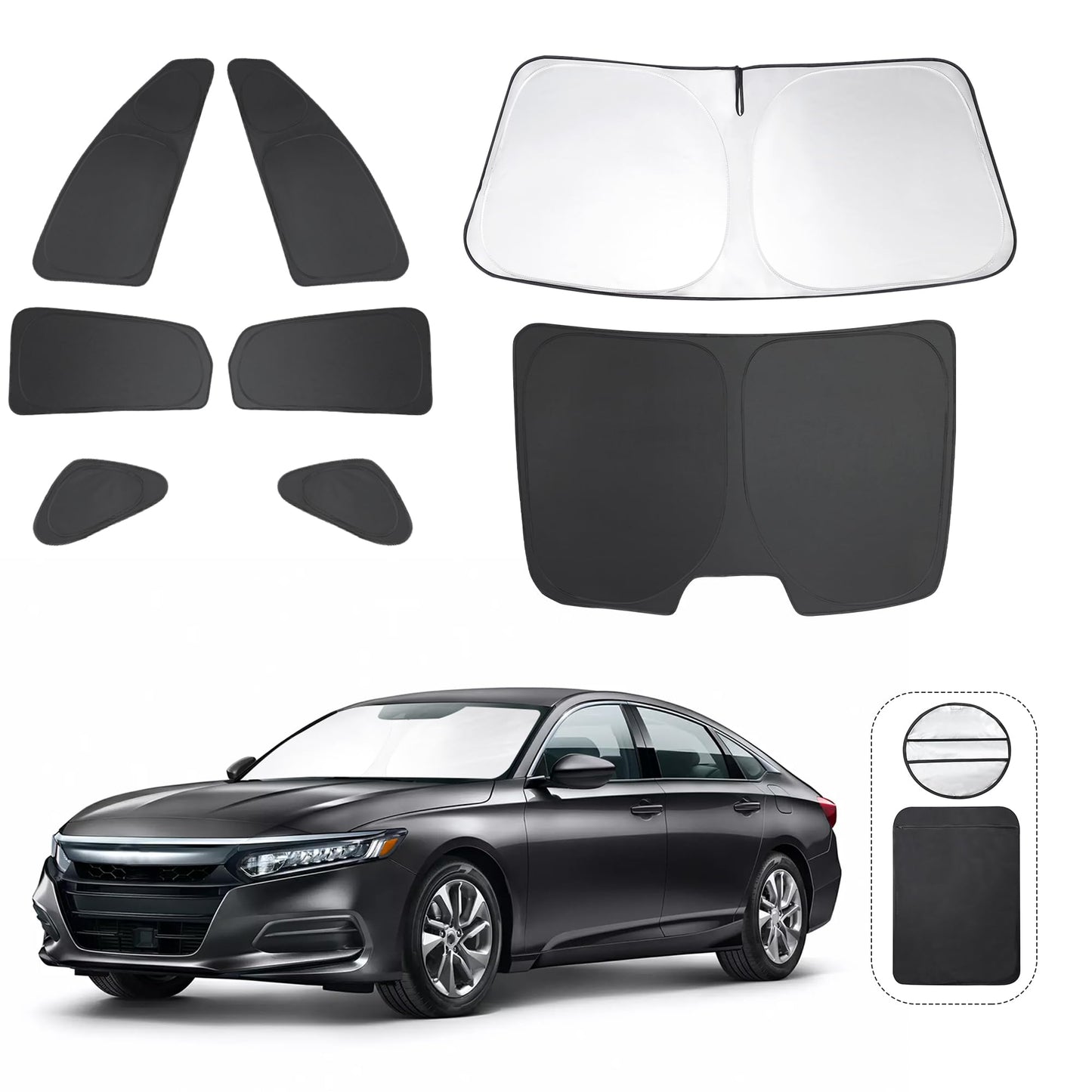 5PCS Windshield Sun Shade Custom Fit for 2021-2024 2025 Ford Bronco Accessories(Not for Bronco Sport) Foldable Sunshade Side Rear Window Shade Cover Full Set Privacy Protection