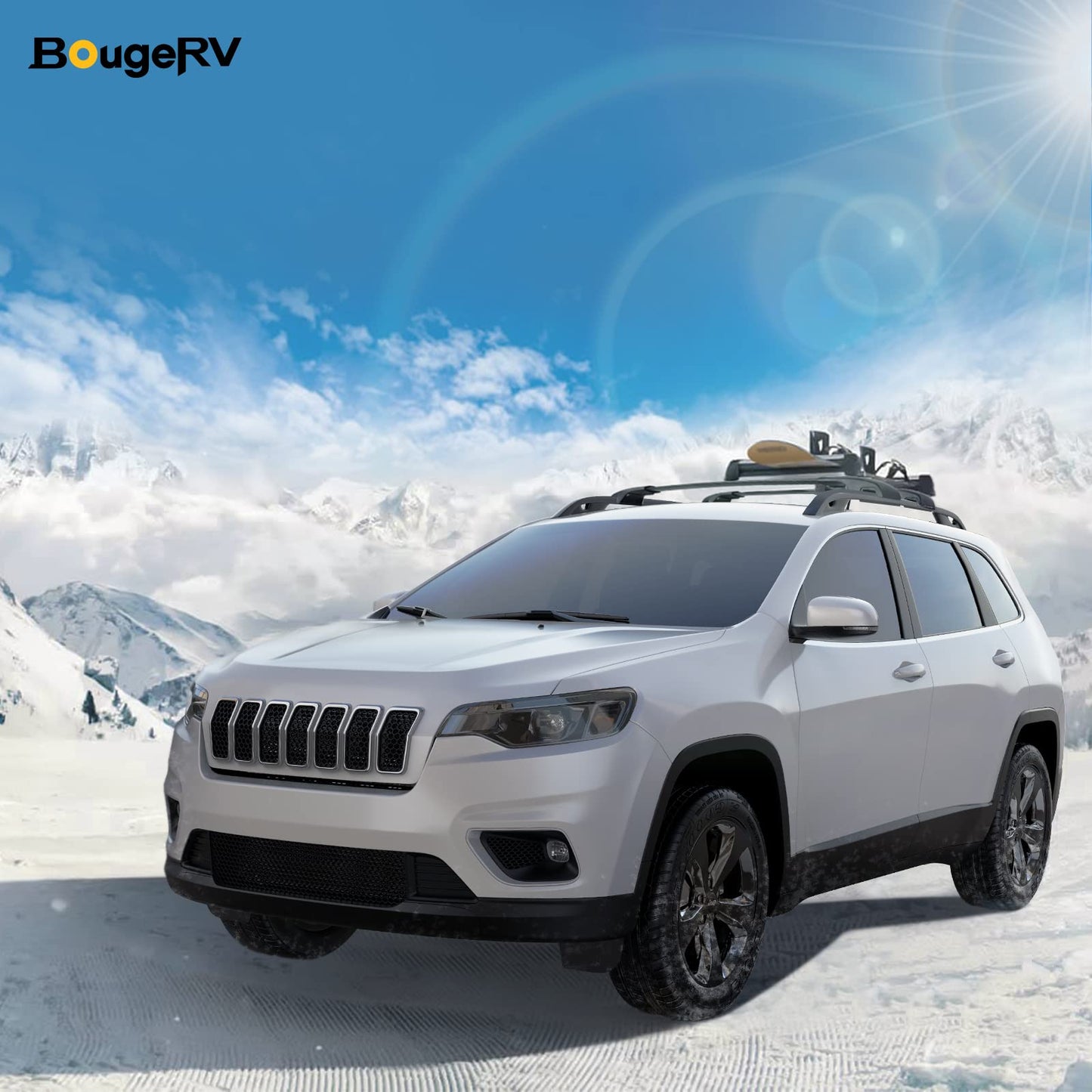 Roof Rack Cross Bars Compatible with Jeep Grand Cherokee Altitude & SRT & Trackhawk with Roof Black Moldings 2011-2022, Aluminum Crossbar Replacement with Lock for Roof Cargo Kayak Skiboard - OMOTOR