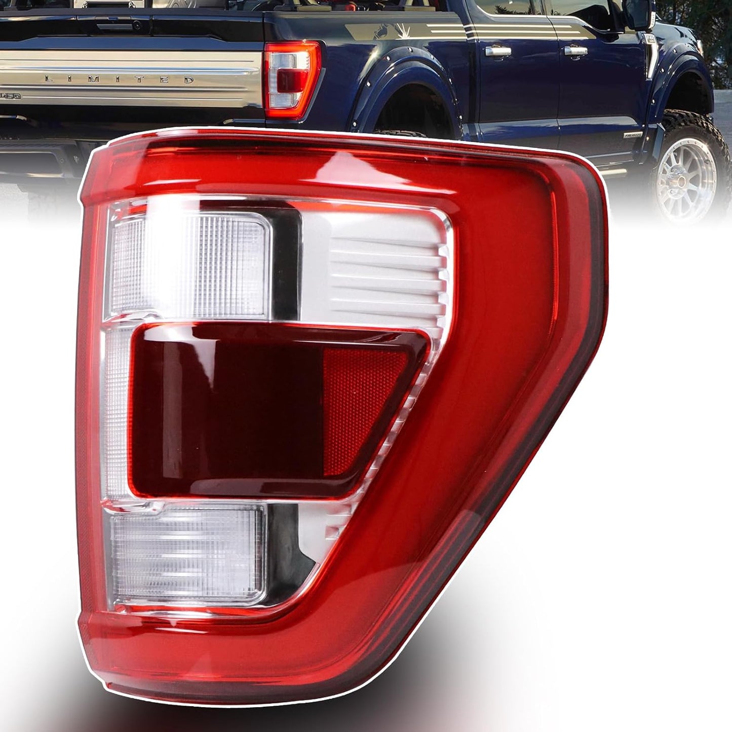 Tail Light Assembly with Blind Spot & Brake Lamp for 2021-2023 Ford F-150 – LED/Halogen, Left/Right Side (Module Not Included) - OMOTOR