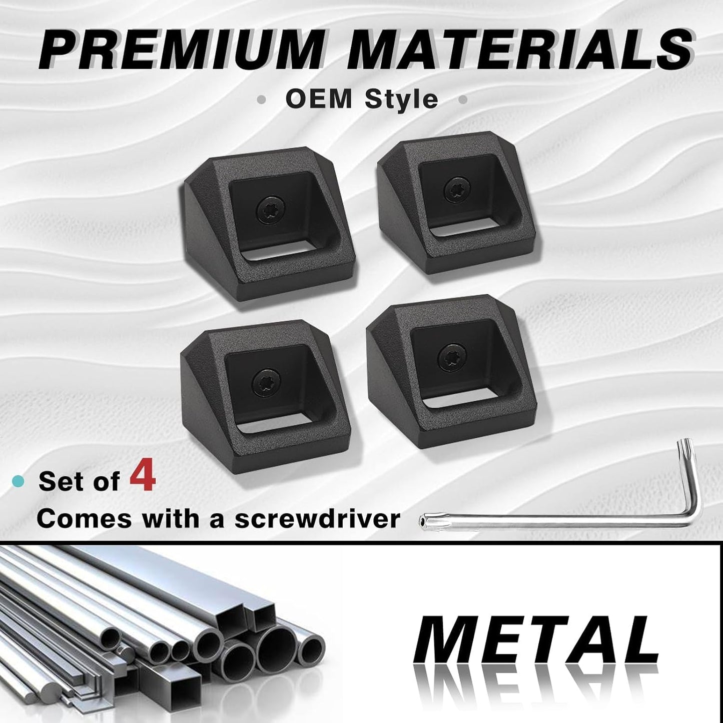 BestEvMod 4PCS Cyber Hooks Bed Rail Track Hook OEM Style Set of 4 Compatible with 2024+ Tesla Cybertruck L Cleat Accessories for Enclosed Trailer Used with L Track Rail Heavy Duty Steel