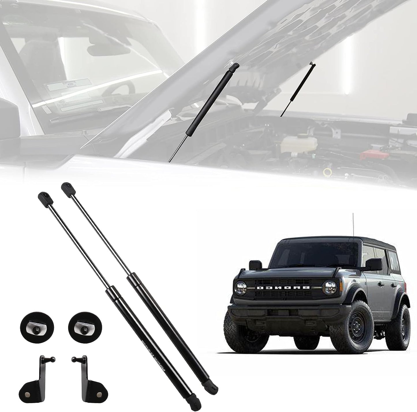 Front Hood Lift Supports Shocks Compatible with Ford Bronco 2021 2022 2023, Pack of 2 - OMOTOR