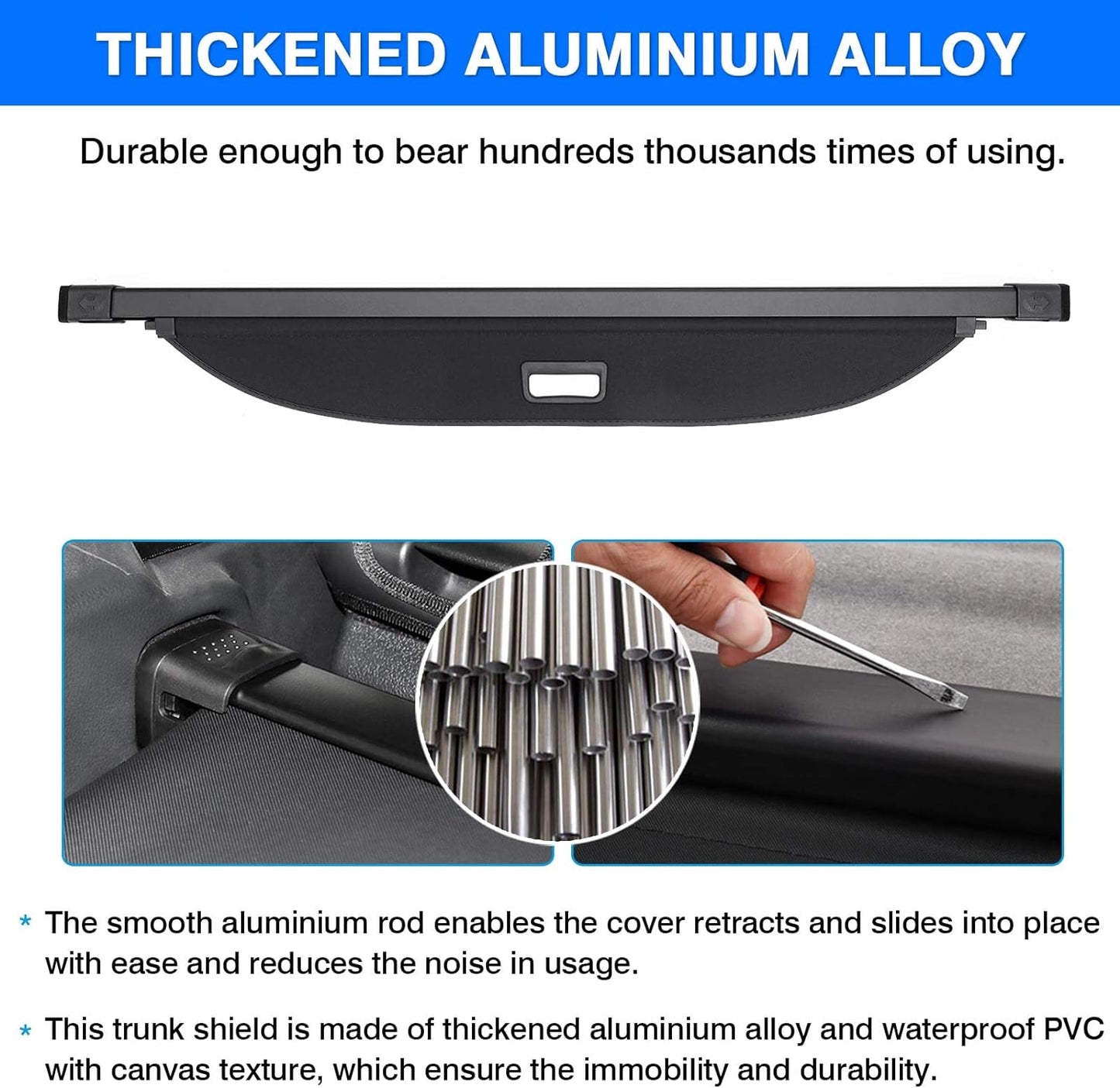 Cargo Cover Compatible with Kia Sportage 2023 2024 Trunk Security Cover Replacement Retractable Shield Shade Accessories No Gap - OMOTOR