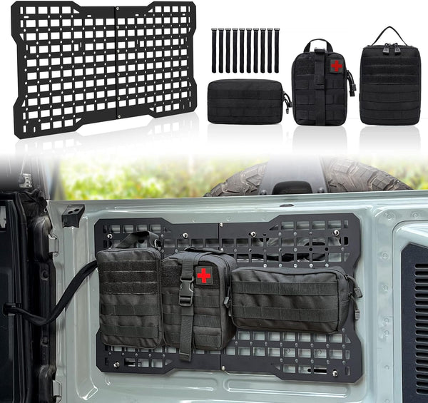 OFF ROAD Tailgate Storage Panel Tailgate Molle Panel Steel Cargo Shelf Storage Luggage Holder Carrier with 3 Storage Bags for Ford Bronco Accessories 2021 2022 2023 2/4 Doors - OMOTOR