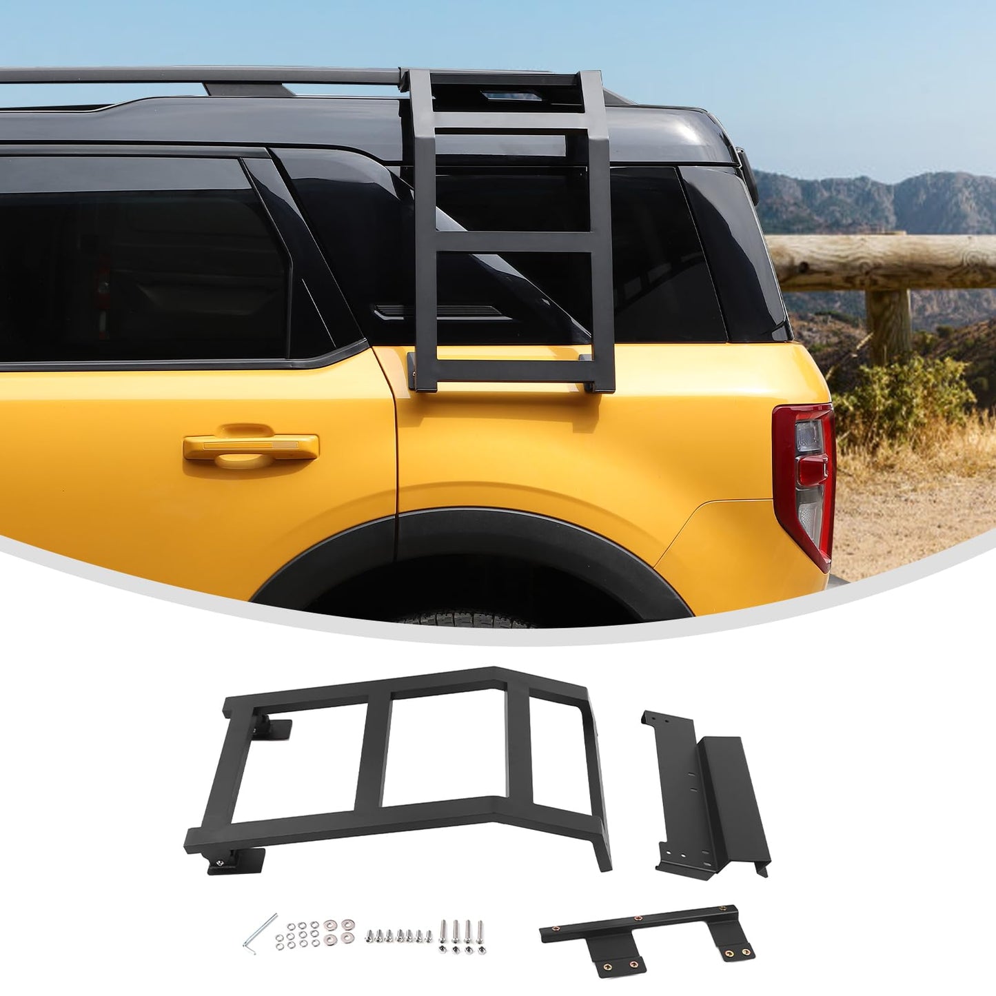 Linskip Alloy Side Ladder Compatible with 2021-2024 2025 Ford Bronco Sport, Side Window Roof Step Ladder for Bronco Sport Exterior Accessories(Passenger Side)