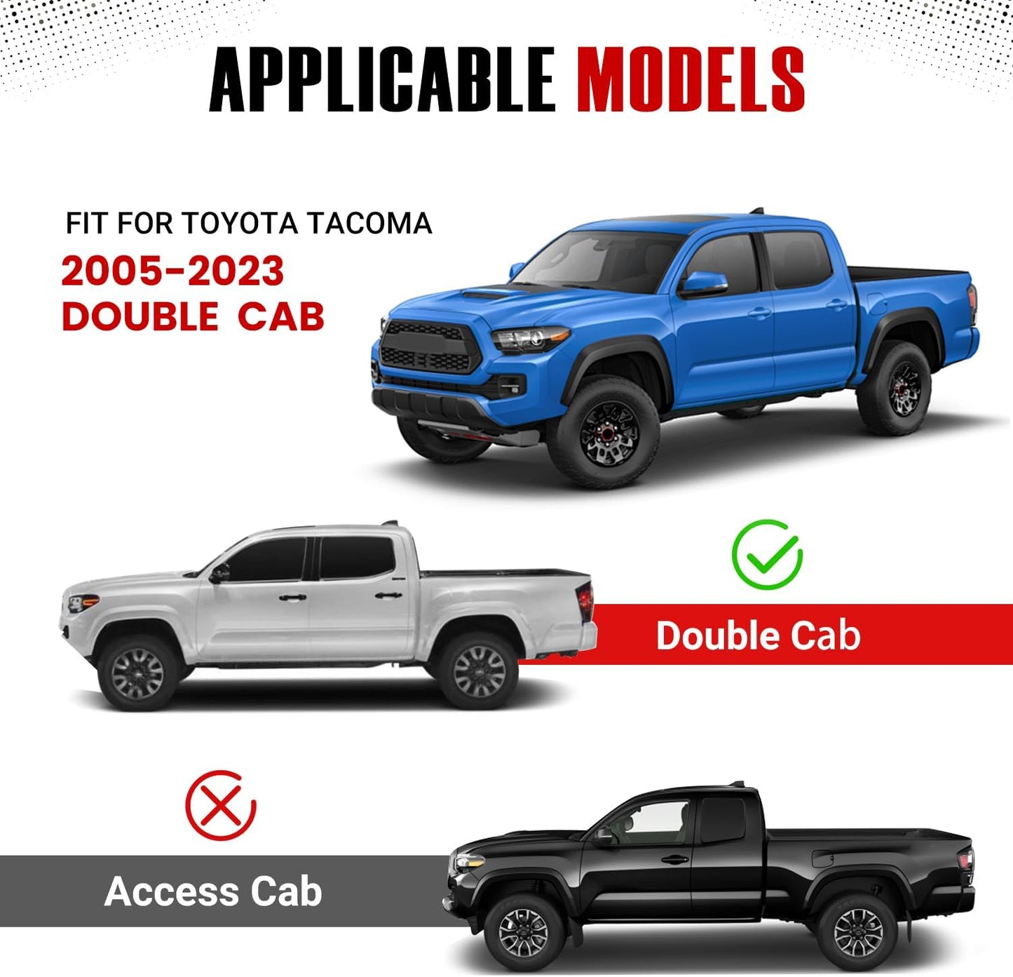 Roof Rack Cross Bar Fit for Toyota Tacoma 2005-2023 Rooftop Side Rails 150LBS Heavy Duty Aluminum Crossbars for Kayak, Surfboard, Canoe, Bike, Luggage & Cargo Carrier