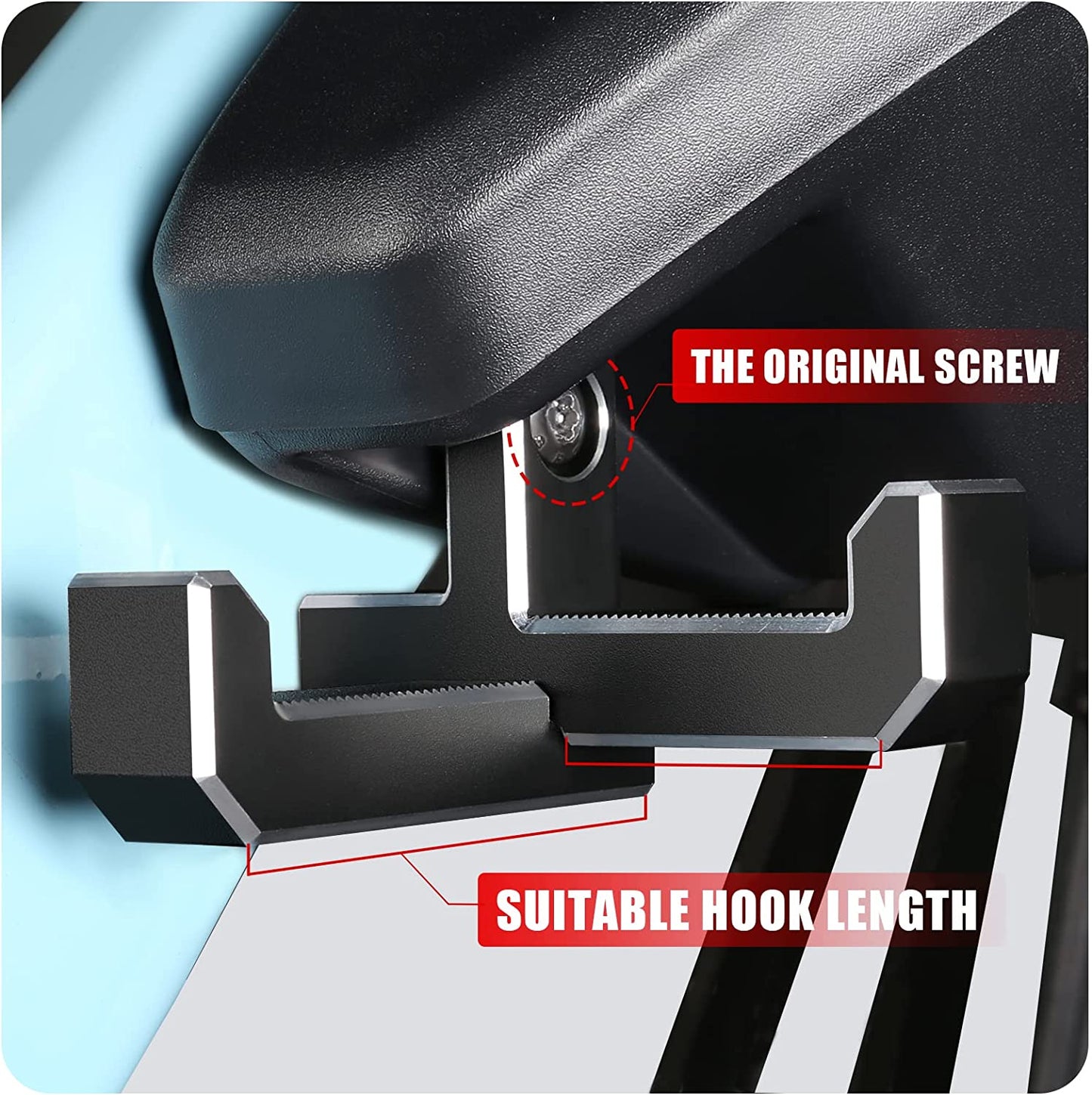 Aluminum Trunk Grocery Bag Hooks for Ford Bronco Accessories 2021 2022 2023 4-Door Black Interior Organizer (T+J-Shaped) - OMOTOR