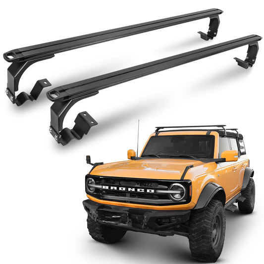 Aluminum Heavy Duty Roof Racks Cross Bars For 2/4 Door  Ford Bronco Soft/Naked Top 2021-2024 - OMOTOR