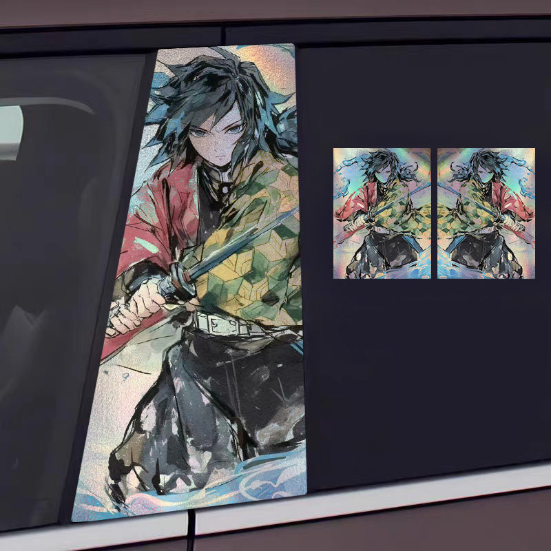 Universal Demon Slayer HD Anime Decals with Rainbow Holographic Effect Car B Pillar Stickers
