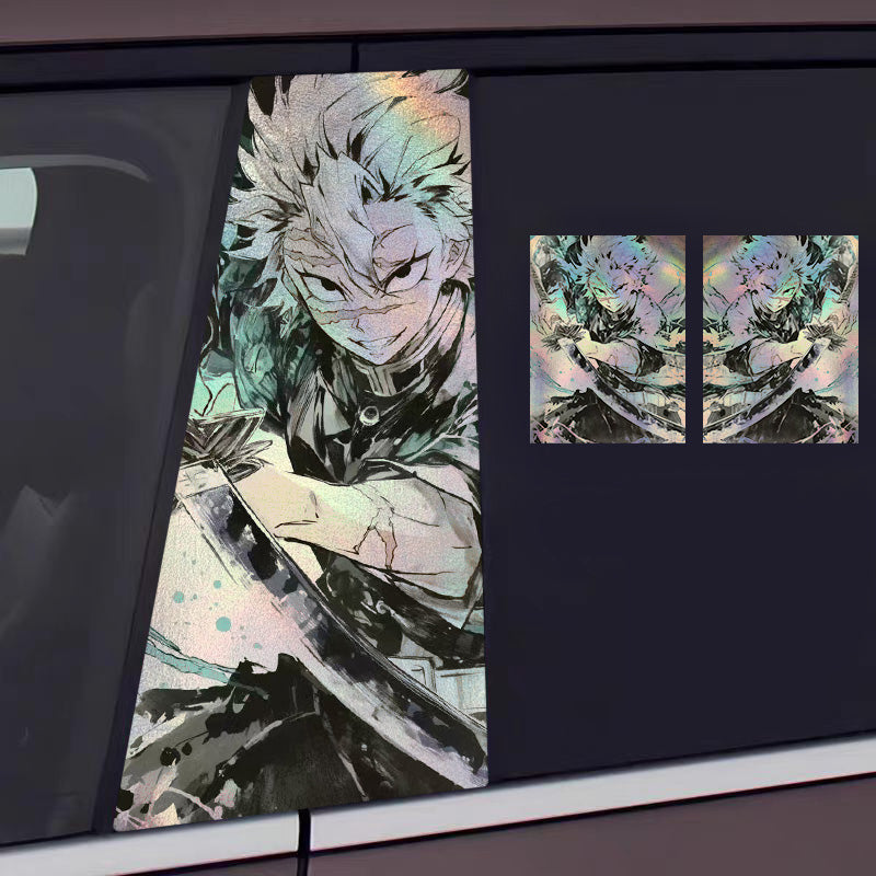 Universal Demon Slayer HD Anime Decals with Rainbow Holographic Effect Car B Pillar Stickers