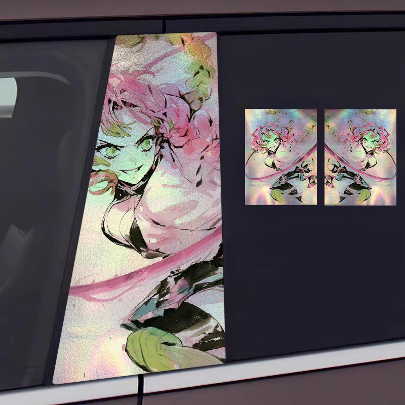 Universal Demon Slayer HD Anime Decals with Rainbow Holographic Effect Car B Pillar Stickers