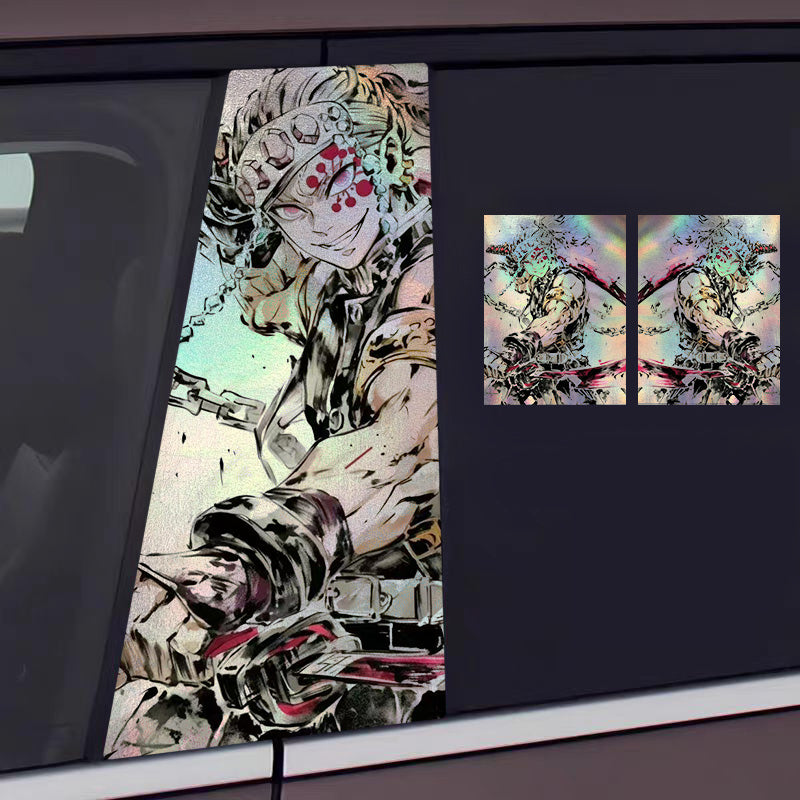 Universal Demon Slayer HD Anime Decals with Rainbow Holographic Effect Car B Pillar Stickers