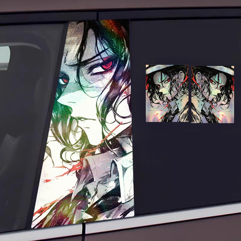 Universal Demon Slayer HD Anime Decals with Rainbow Holographic Effect Car B Pillar Stickers