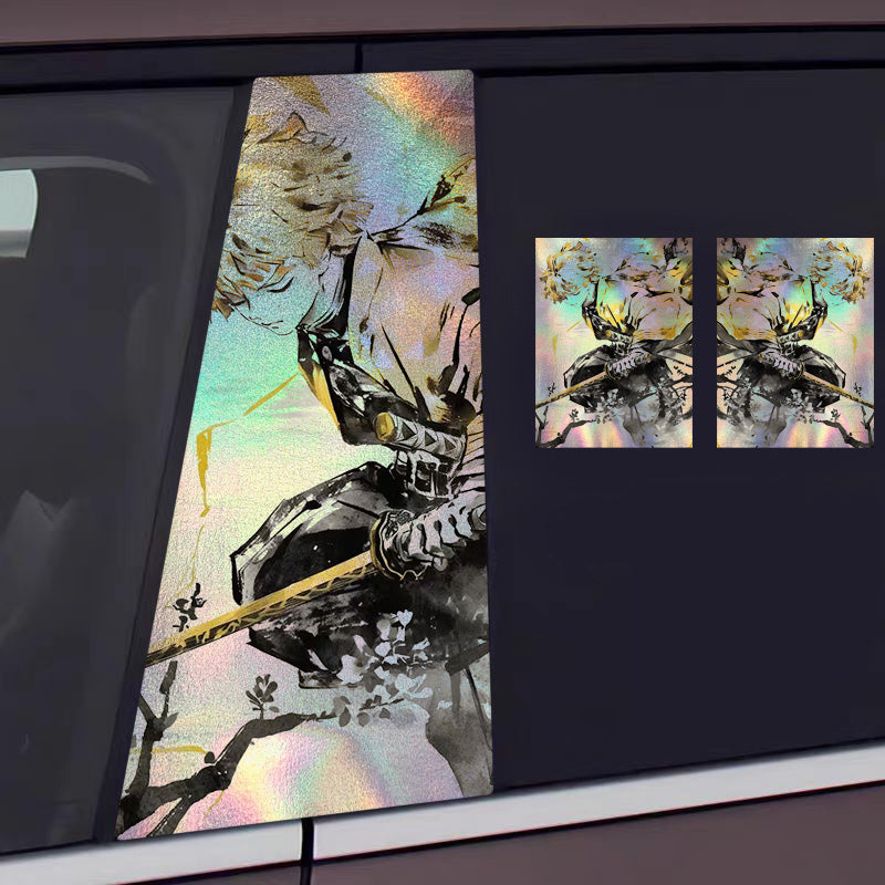 Universal Demon Slayer HD Anime Decals with Rainbow Holographic Effect Car B Pillar Stickers