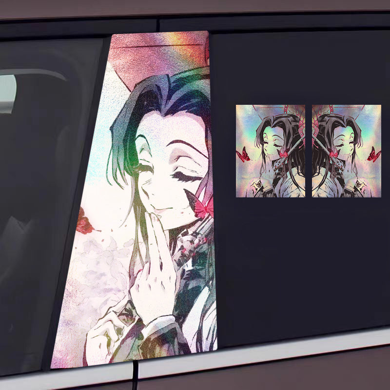 Universal Demon Slayer HD Anime Decals with Rainbow Holographic Effect Car B Pillar Stickers