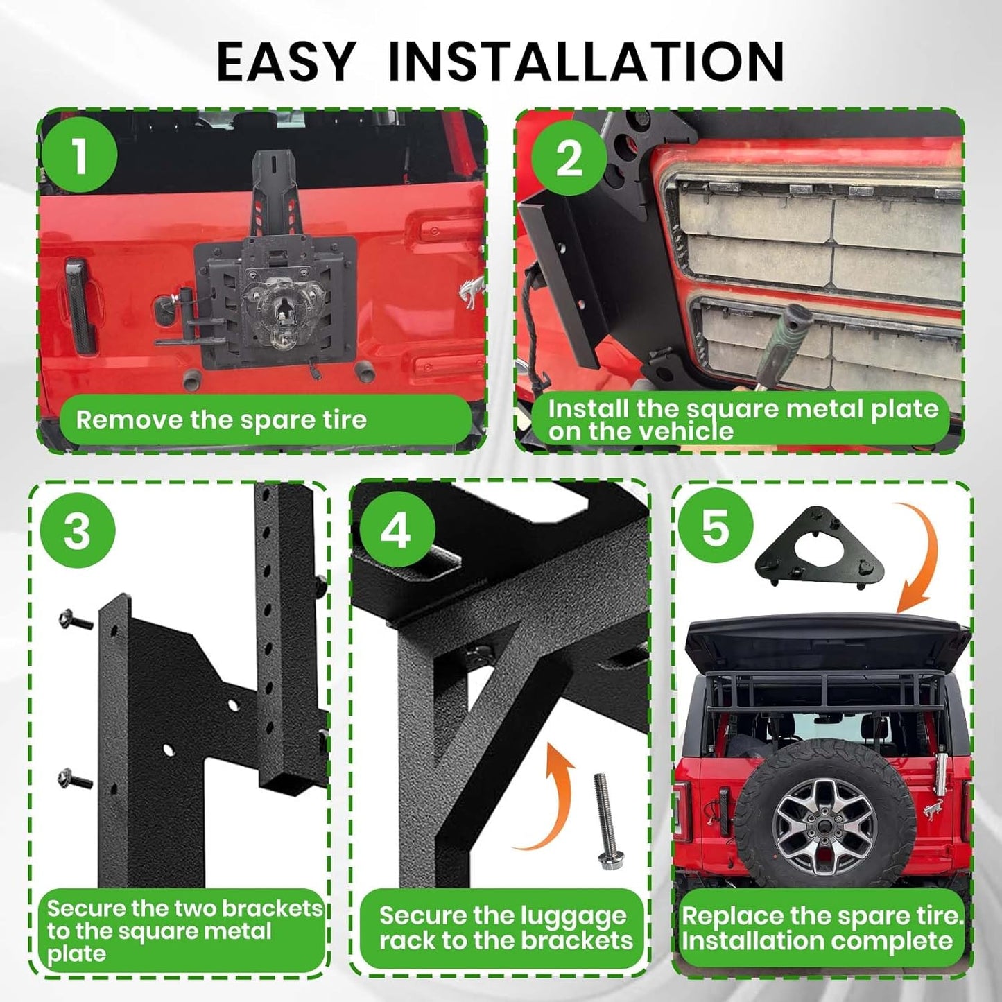 Rear Cargo Basket on OE Tailgate Compatible with 2021 - 2025 Ford Bronco (2/4 Doors, Bolt-On)- Not for Bronco Sport