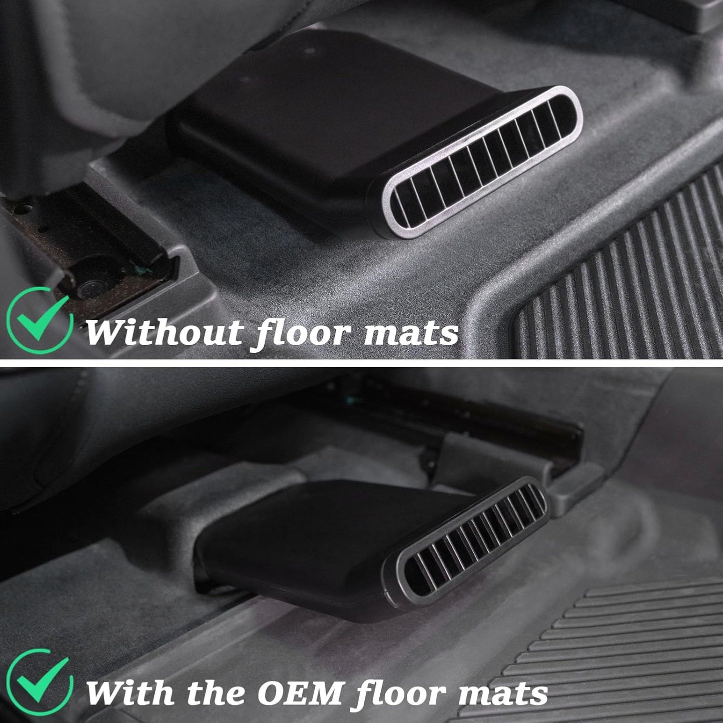 TOPINSTALL Plug-in Under Seat Vent Deflectors Compatible with 2021-2025 Ford Bronco 4 Doors, Cooler Summer Air Vent Extension for Rear Seat Passenger 2PCS (Fit for OEM & Regular Floor Mats)