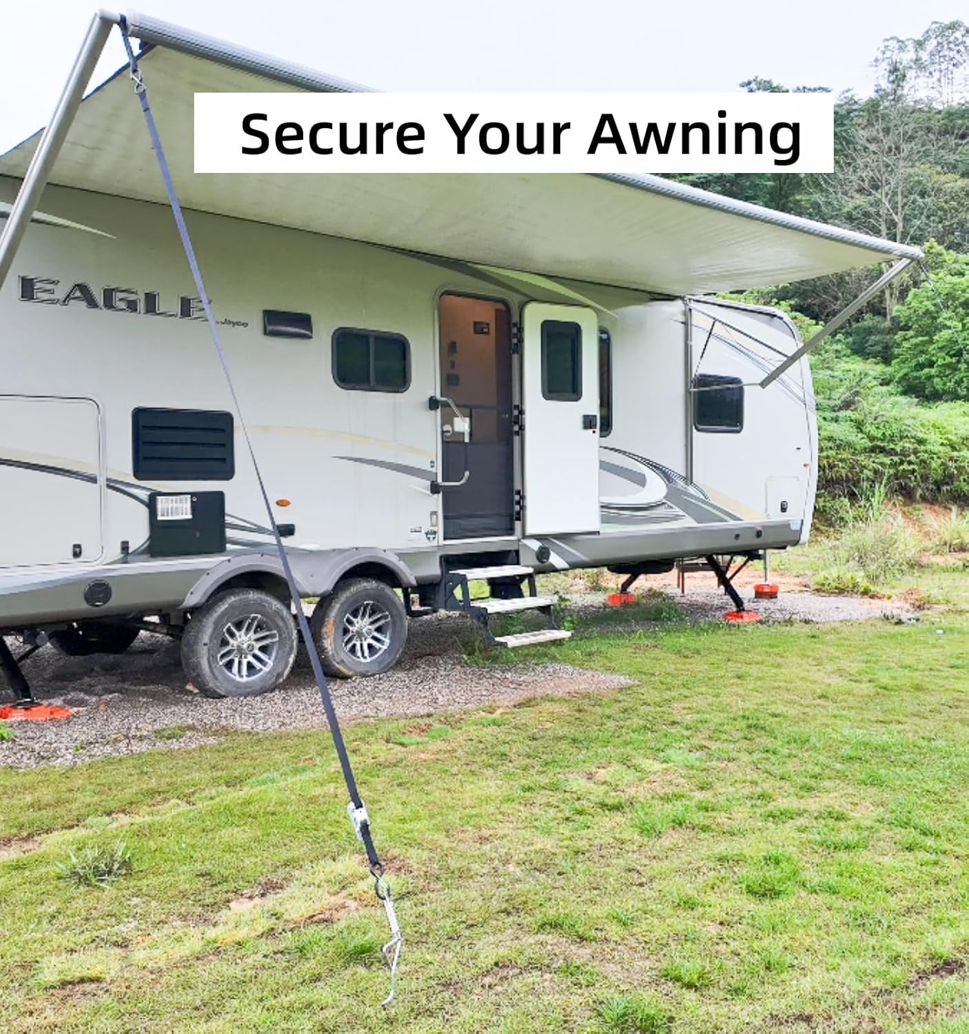 RV Awning Tie Down Kit for Wind WanDwel Heavy Duty Camper Anchors Canopy Support Parts & Accessories,13ft Ratchet Straps Upgrade Springs