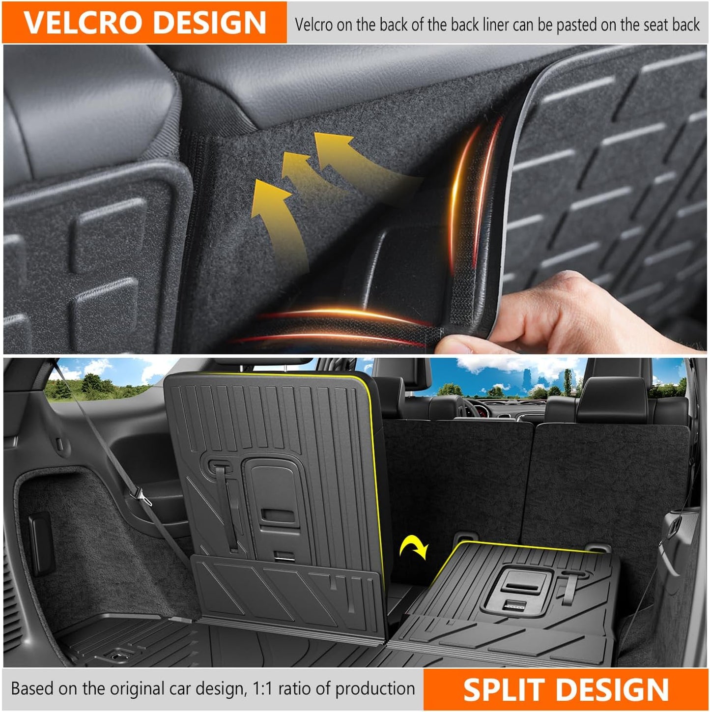 powoq Cargo Mat Compatible with 2016-2025 Dodge Durango 6&7 Seats Trunk Mat 3rd Backrest Mat Replacement for 2016-2025 Dodge Durango Accessories(Trunk Mat+3rd Row Backrest Mat)