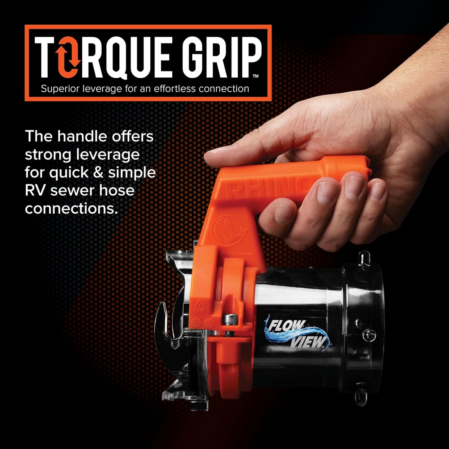 Camco Rhino RV Sewer Hose Extender PRO – 5″ Sewer Hose Extension — Torque-Grip Handle with Built-in LED Flashlight — The Easiest Way to Connect Your RV Sewer Hose (39570)