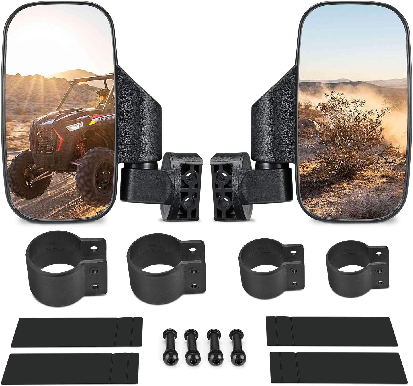 UTV Side Mirrors with 1.75" -2" Roll Bar Cage, UTV Mirrors 360 Degree Adjustable SXS Mirrors Compatible with Polaris RZR Kawasaki Teryx Mule Pioneer Yamaha Rhino YXZ - OMOTOR