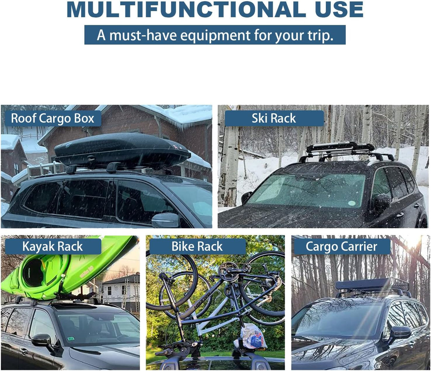 Upgraded Roof Rack Cross Bars Fit for 2019-2024 Kia Telluride S SX SX-P EX Lockable Crossbars for Ski Kayak Bike Basket - OMOTOR
