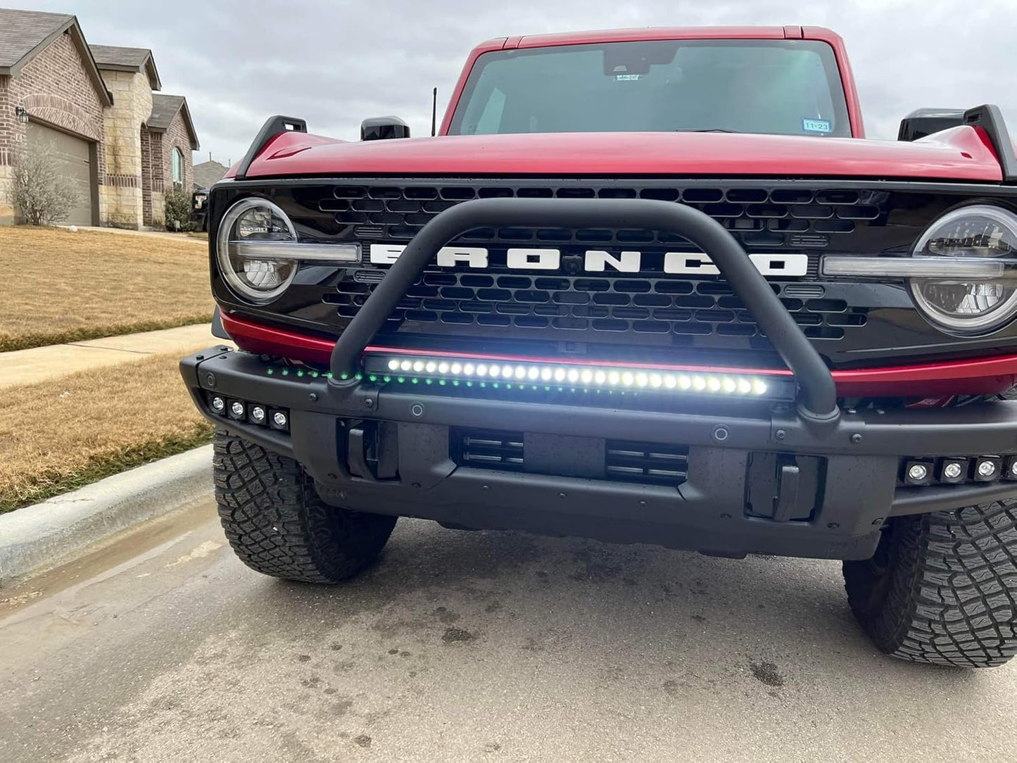 M&R Automotive LED Light Bar – 30-Inch LED Light Kit Compatible with 2021-2024 Ford Bronco Modular Bumper–Light Bar Mount –Top of Bumper Light Installation – 28 LED Chips Light Bar Kit (Amber)