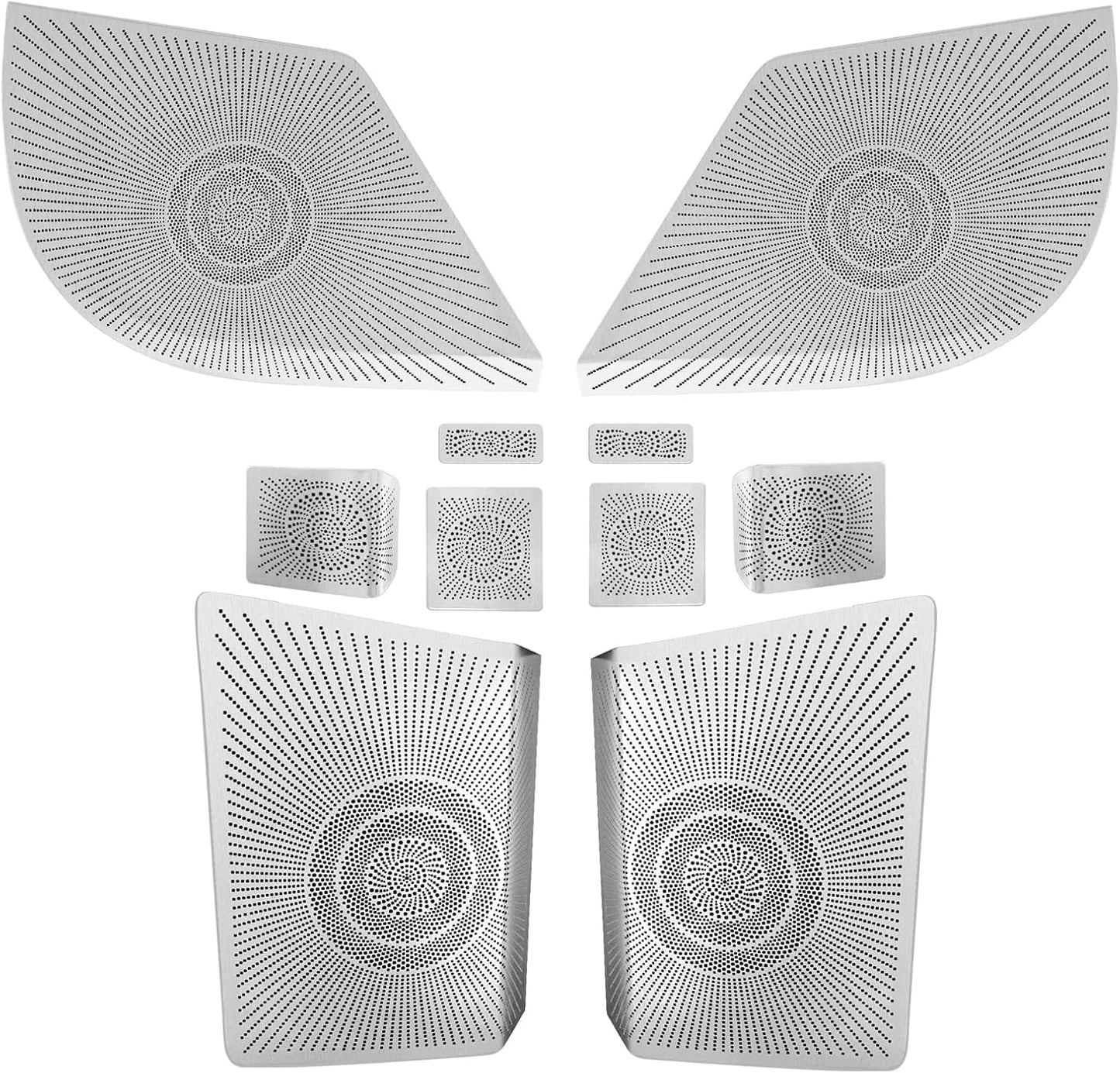 BestEvMod Speaker Cover Trim Kits Compatible with 2024 2025 Tesla Cybertruck Interior Accessories 10PCS Subwoofer Cover Protector Audio Speaker Loudspeaker Upgrade Horn Grille Stainless (Silver)